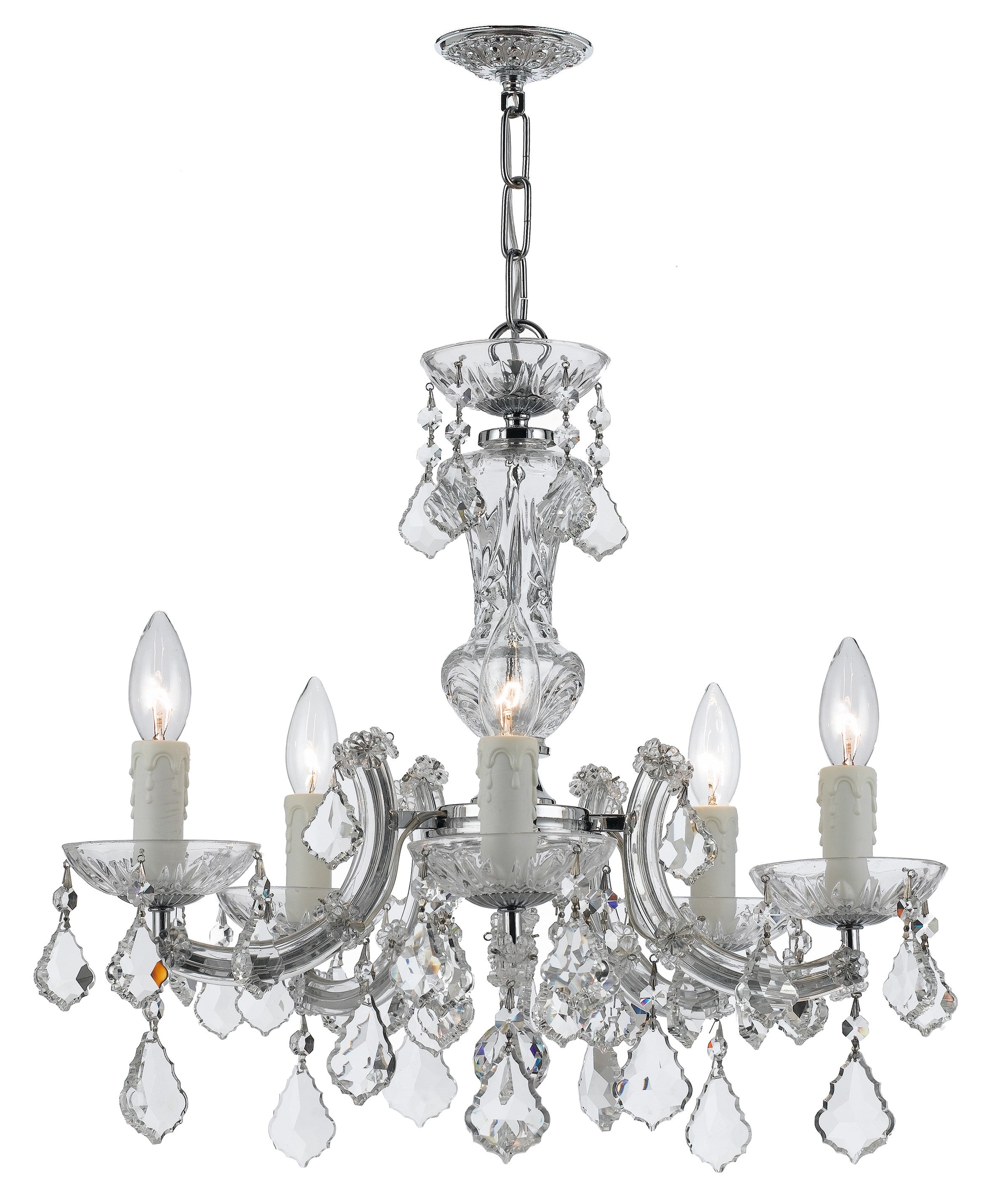 Maria Theresa 20'' Hand Cut Crystal Polished Chrome Chandelier