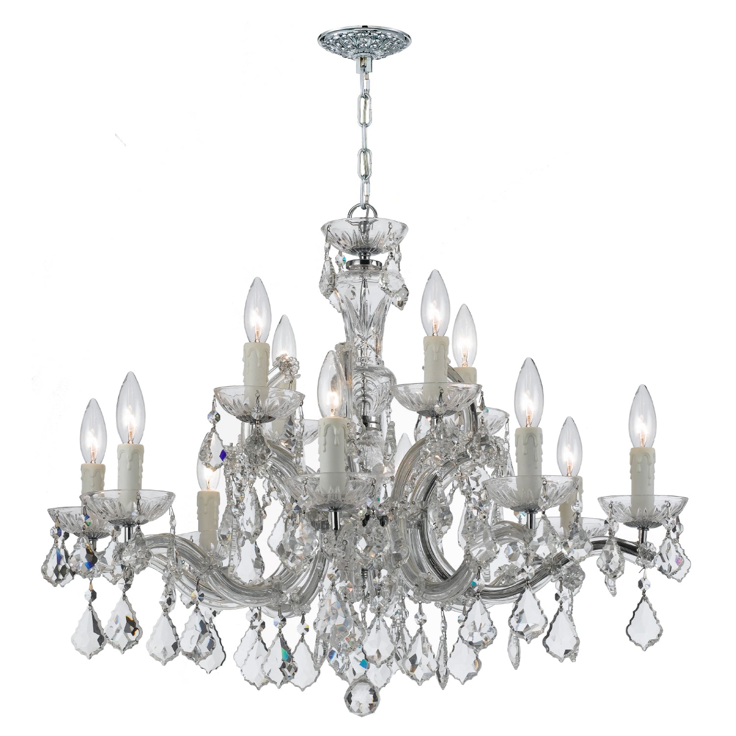 Maria Theresa 30'' Hand Cut Crystal Polished Chrome Chandelier