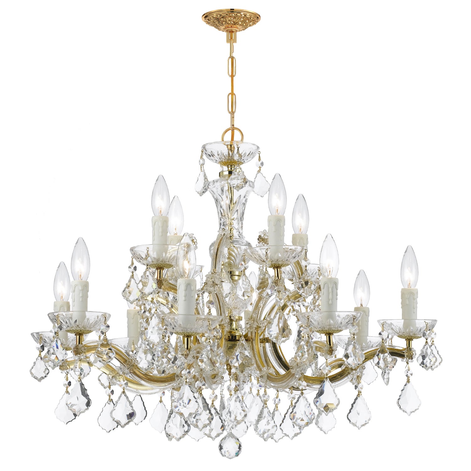 Maria Theresa 30'' Hand Cut Crystal Gold Chandelier