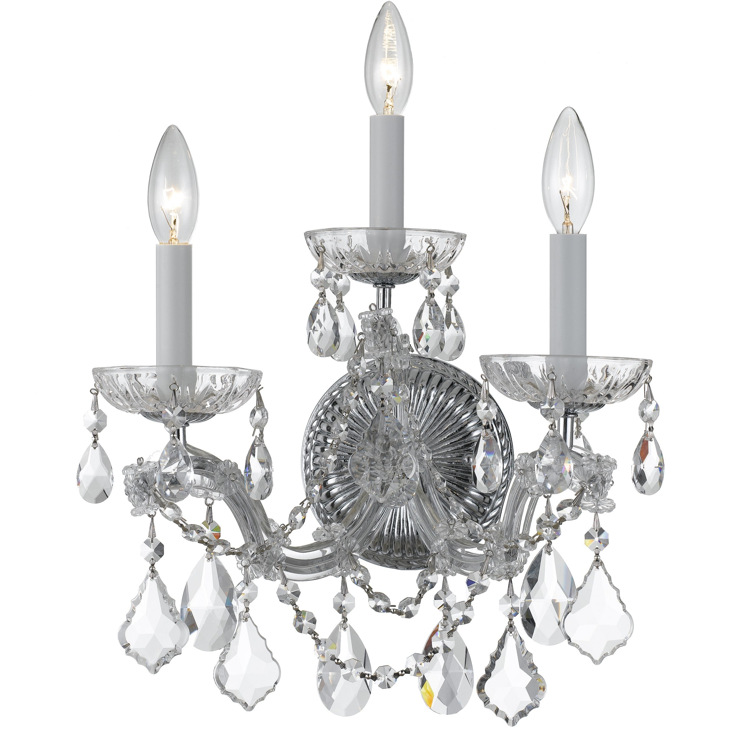 Maria Theresa 11'' Hand Cut Crystal Polished Chrome Sconce