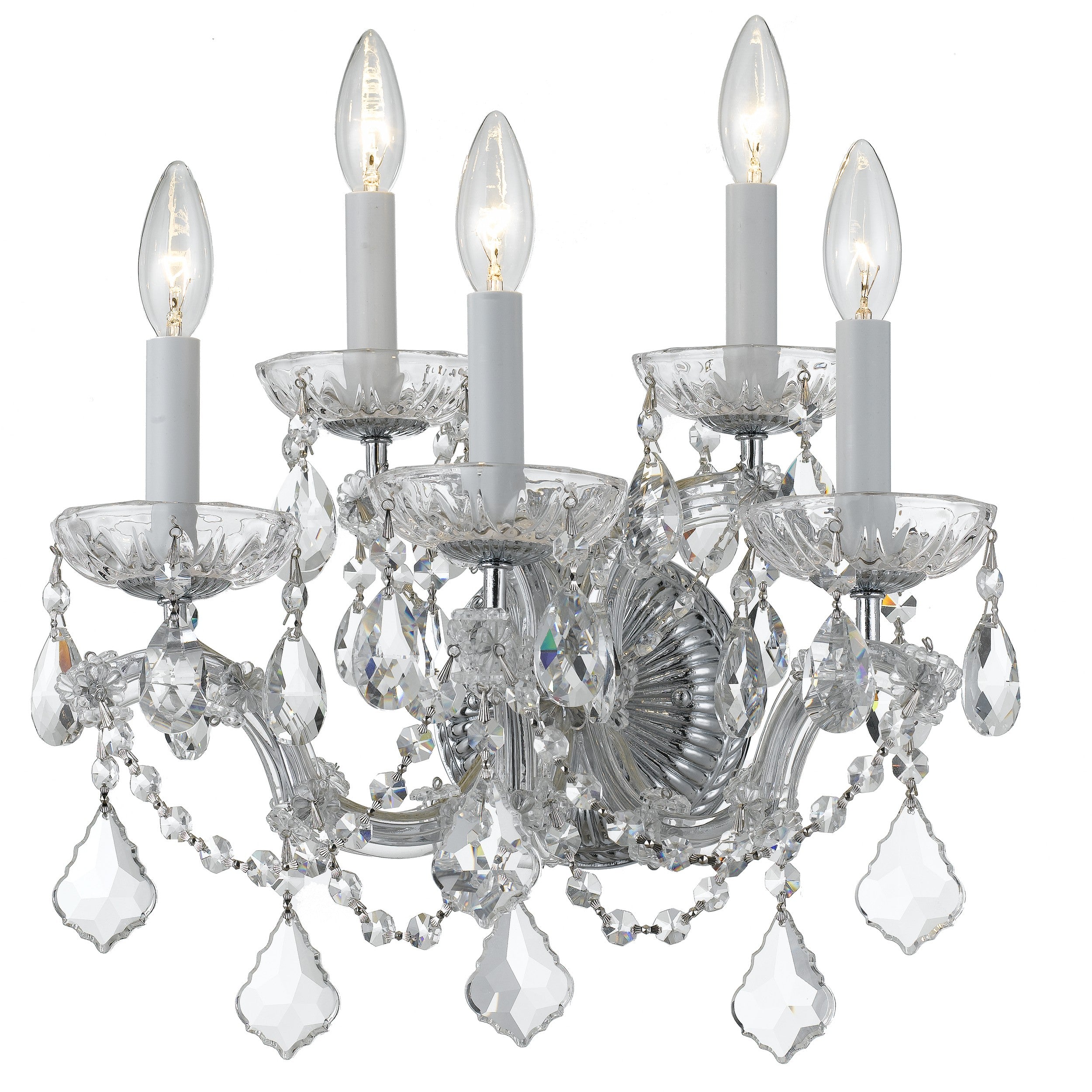 Maria Theresa 16'' Hand Cut Crystal Polished Chrome Sconce