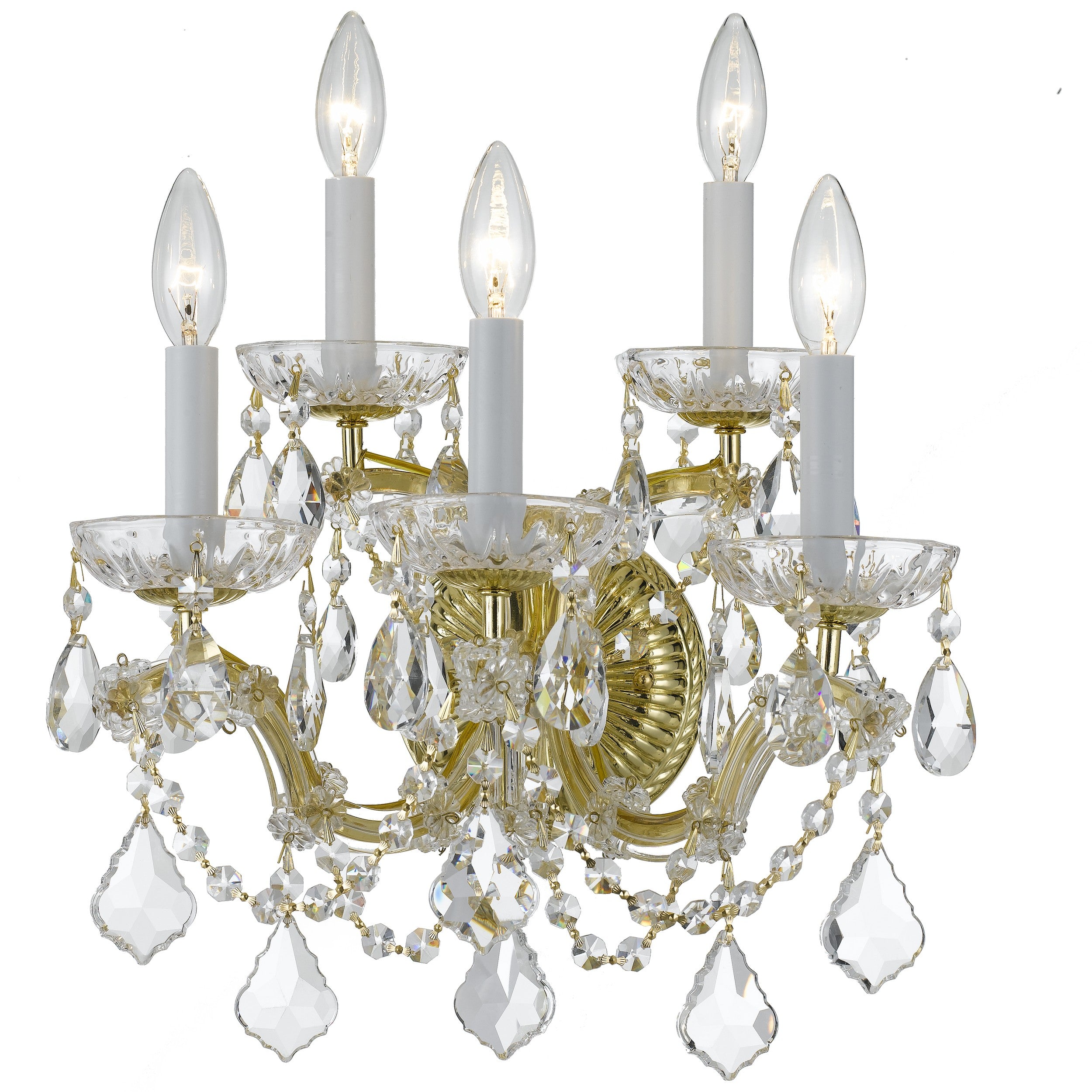 Maria Theresa 16'' Hand Cut Crystal Gold Sconce