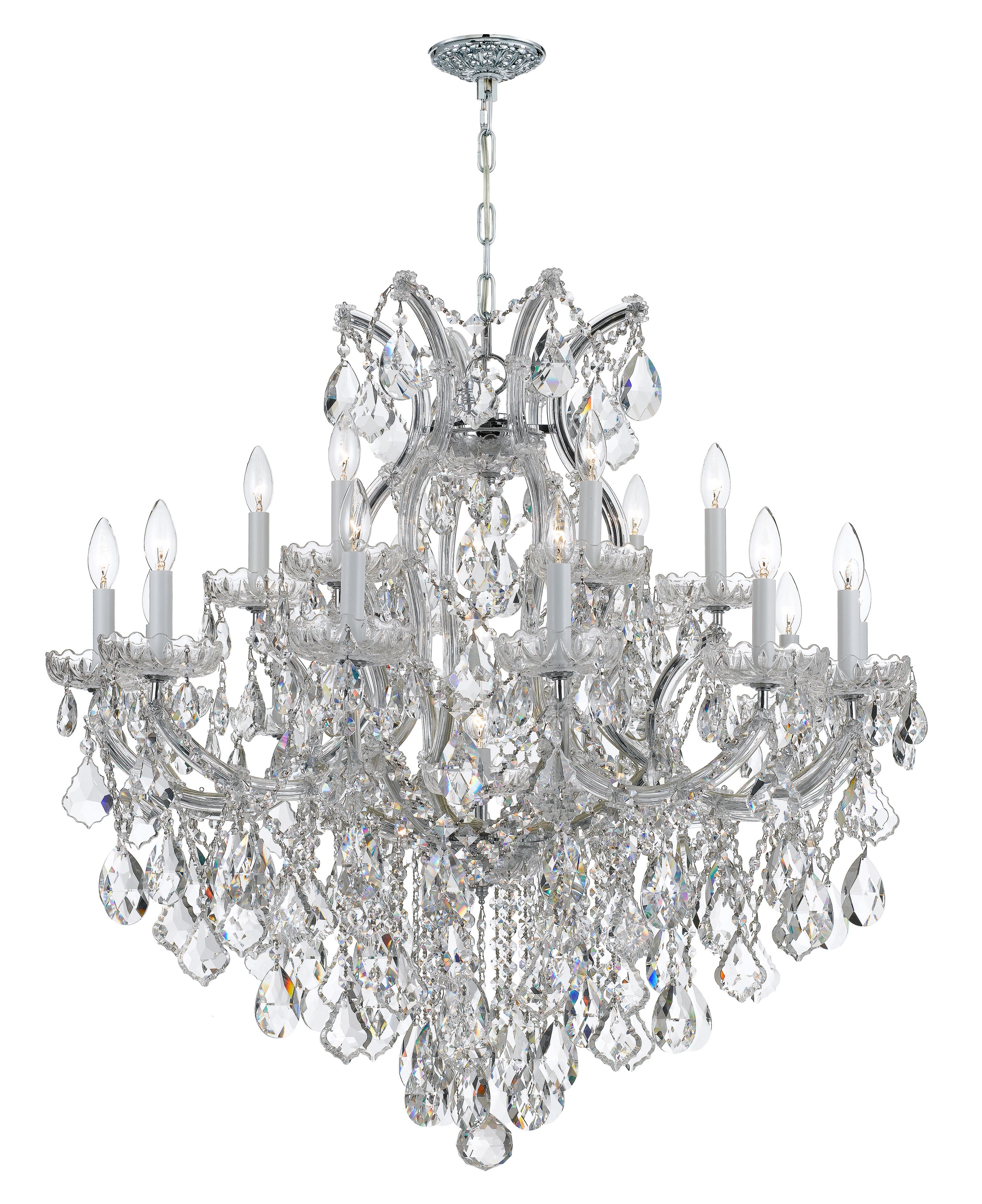 Maria Theresa 38'' Hand Cut Crystal Polished Chrome Chandelier