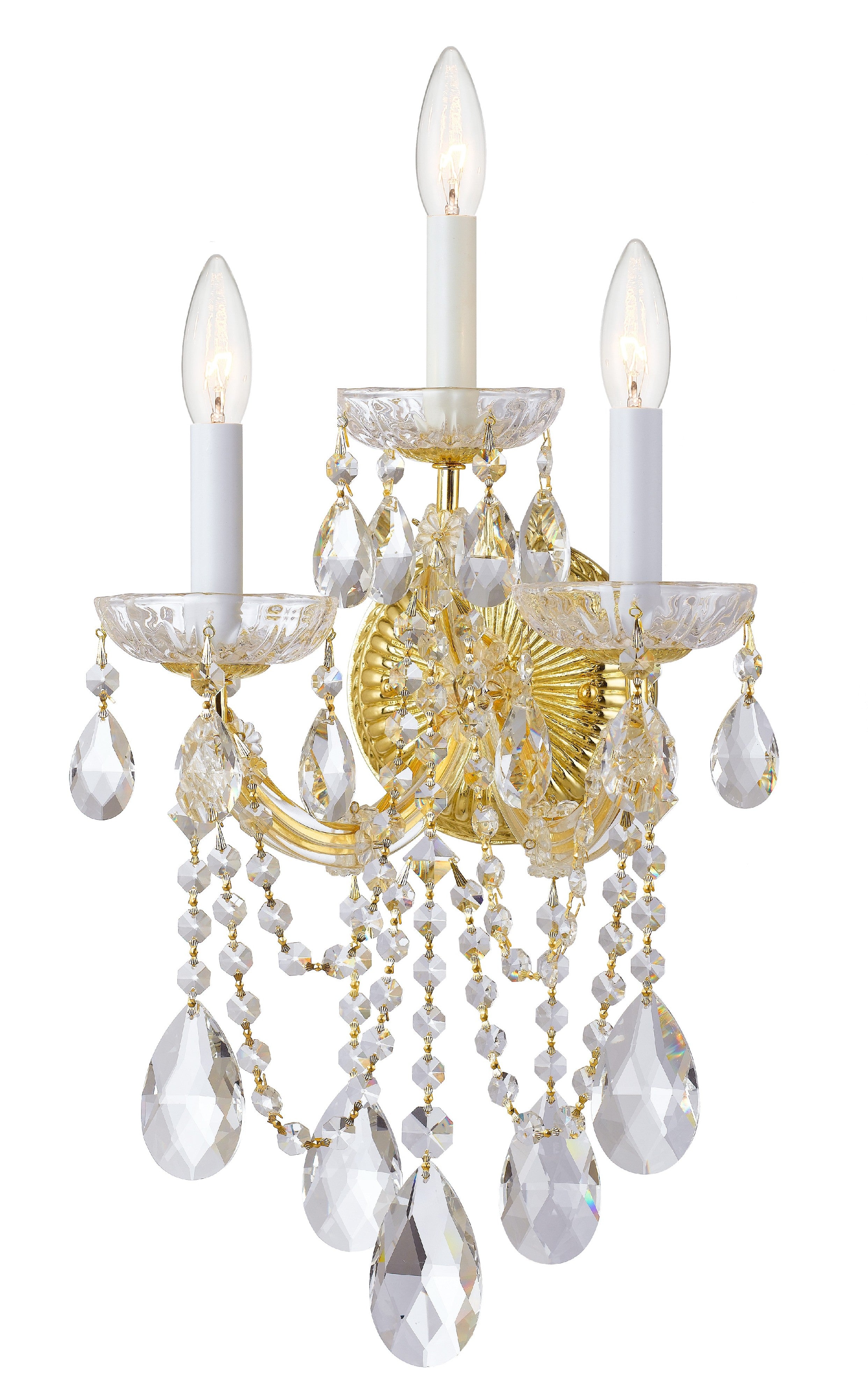 Maria Theresa 11'' Swarovski Spectra Crystal Gold Sconce