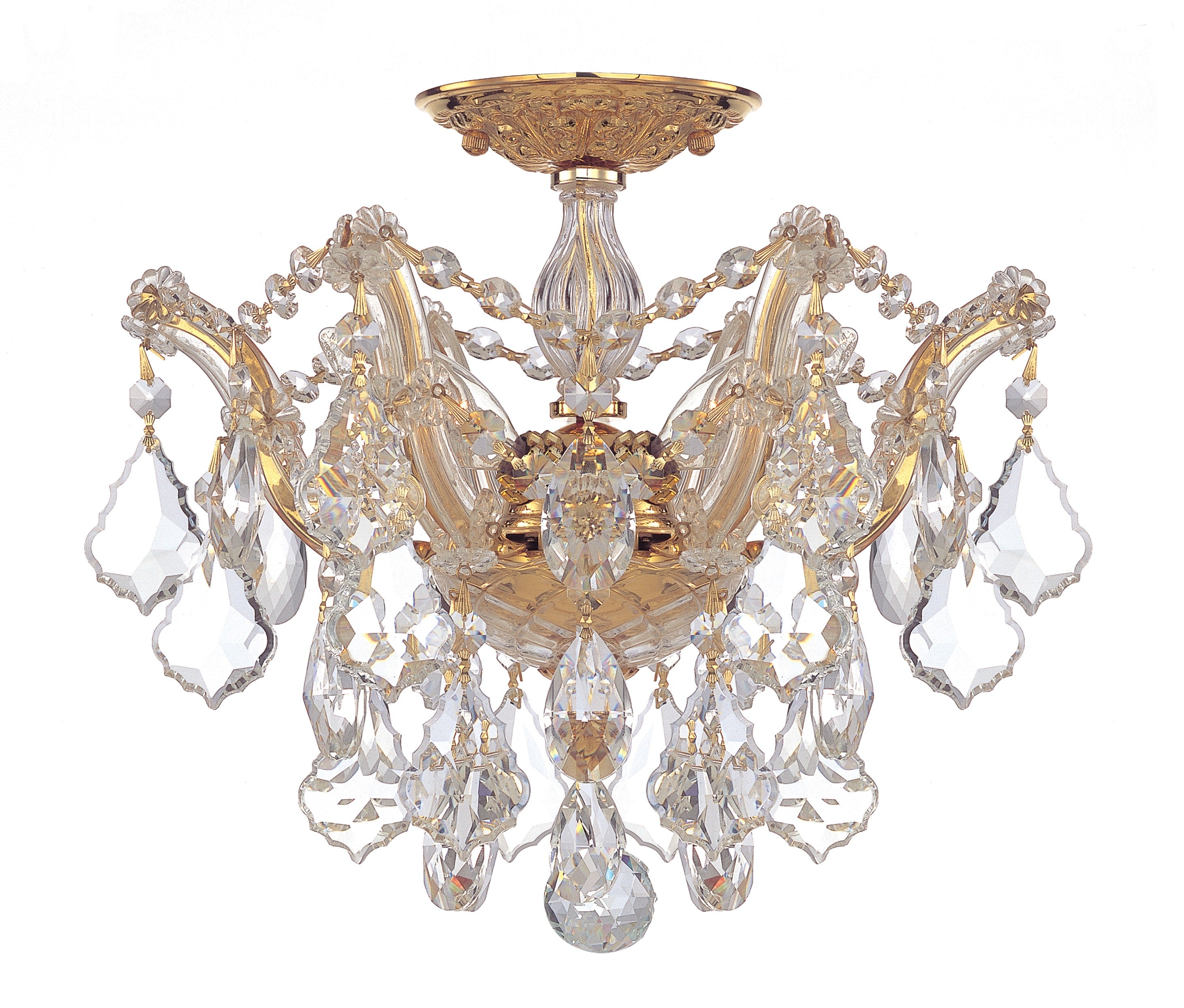 Maria Theresa 13.5'' Hand Cut Crystal Gold Semi Flush Mount