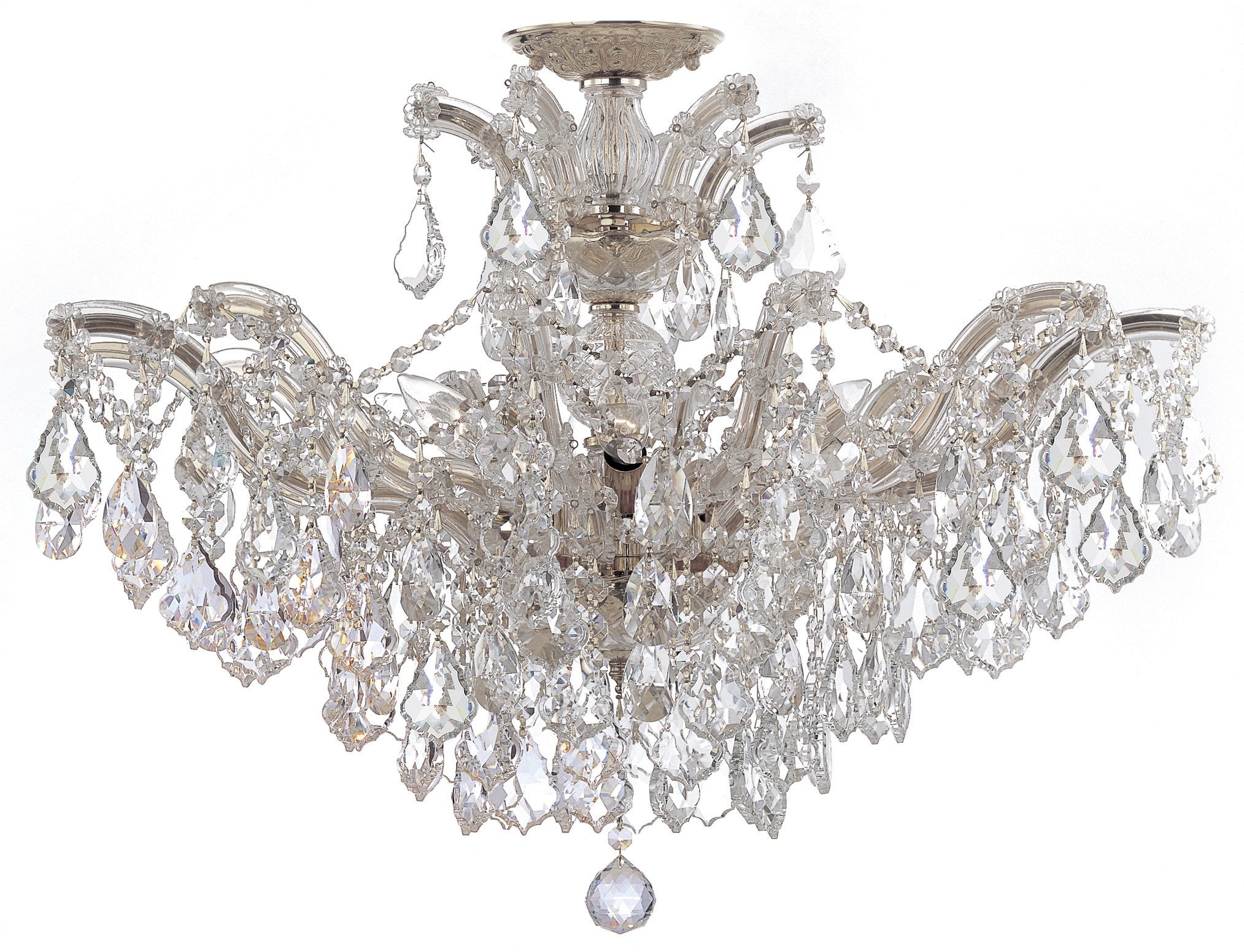 Maria Theresa 29'' Hand Cut Crystal Polished Chrome Semi Flush Mount