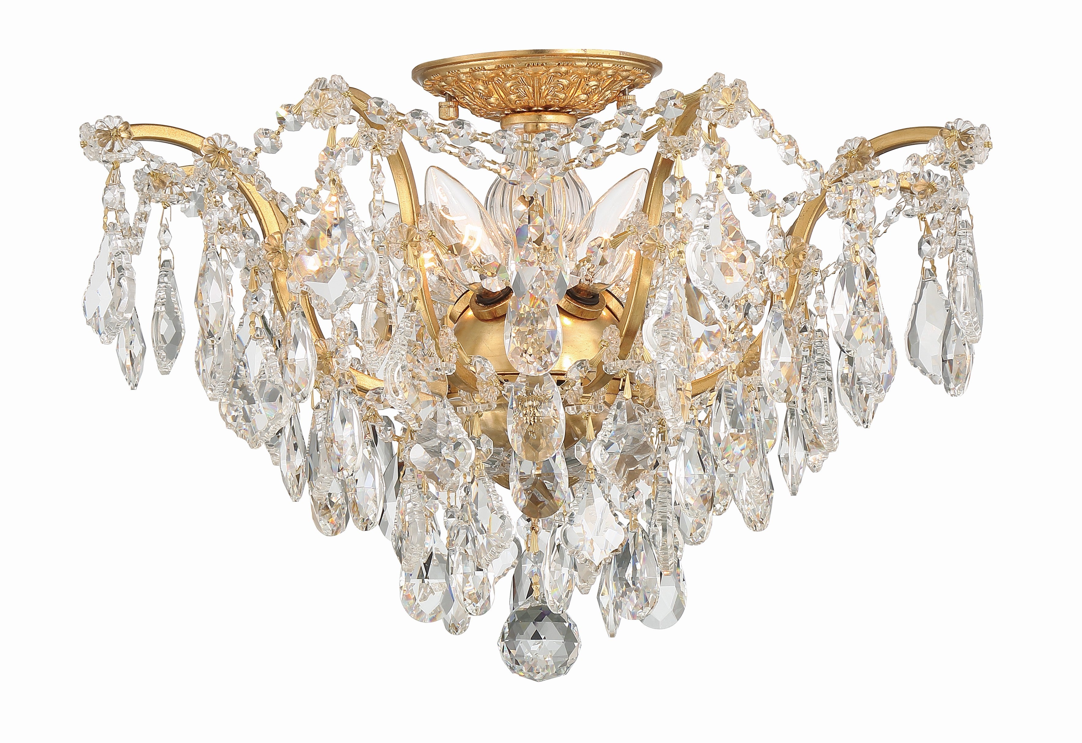 Filmore 19'' Swarovski Spectra Crystal Antique Gold Semi Flush Mount