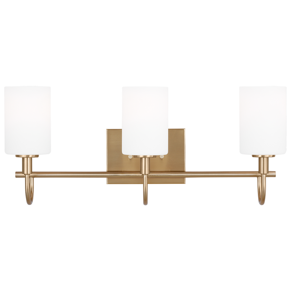Oak Moore Three Light Wall / Bath Satin Brass Bulbs Inc