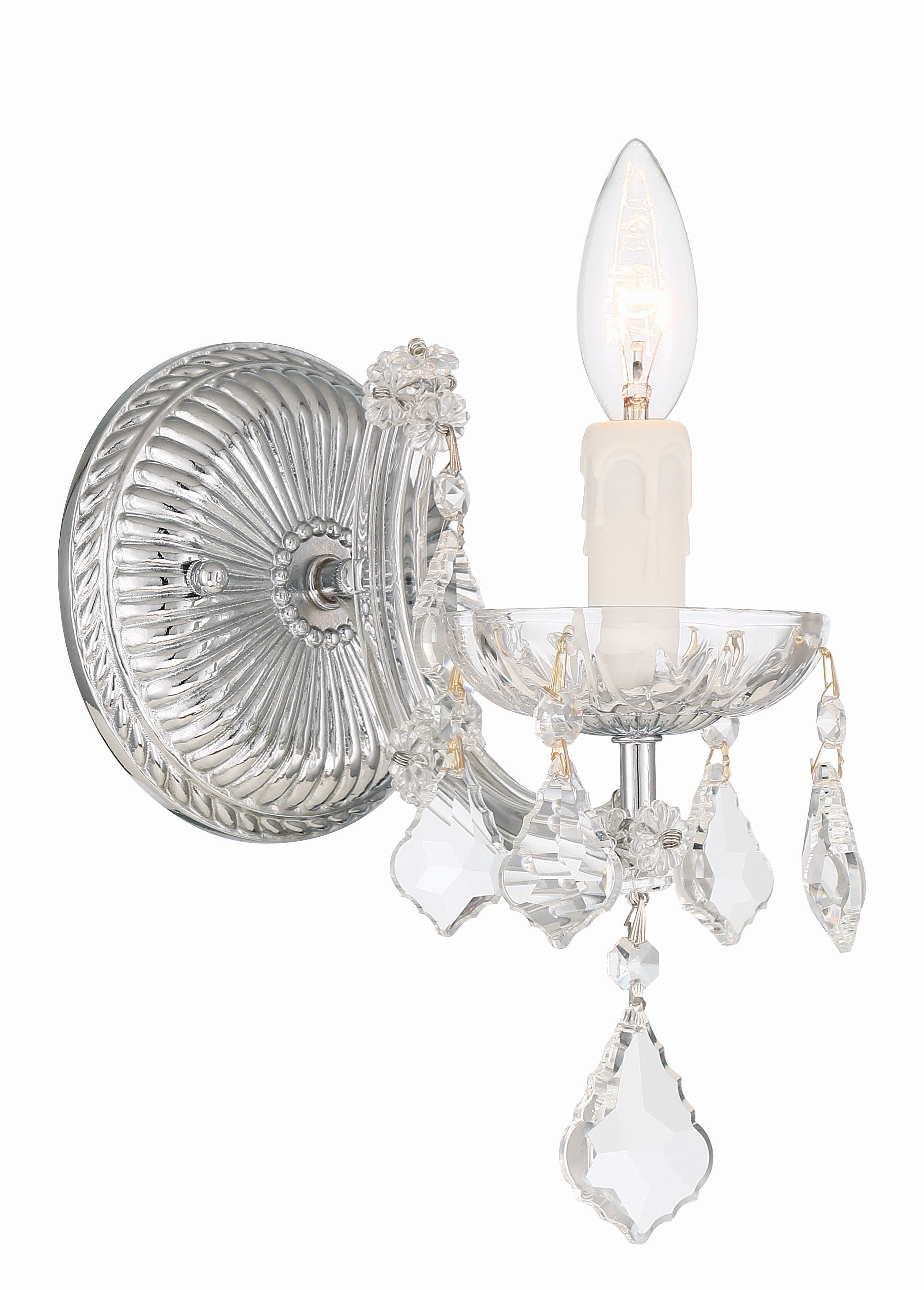 Maria Theresa 6'' Hand Cut Crystal Polished Chrome Sconce