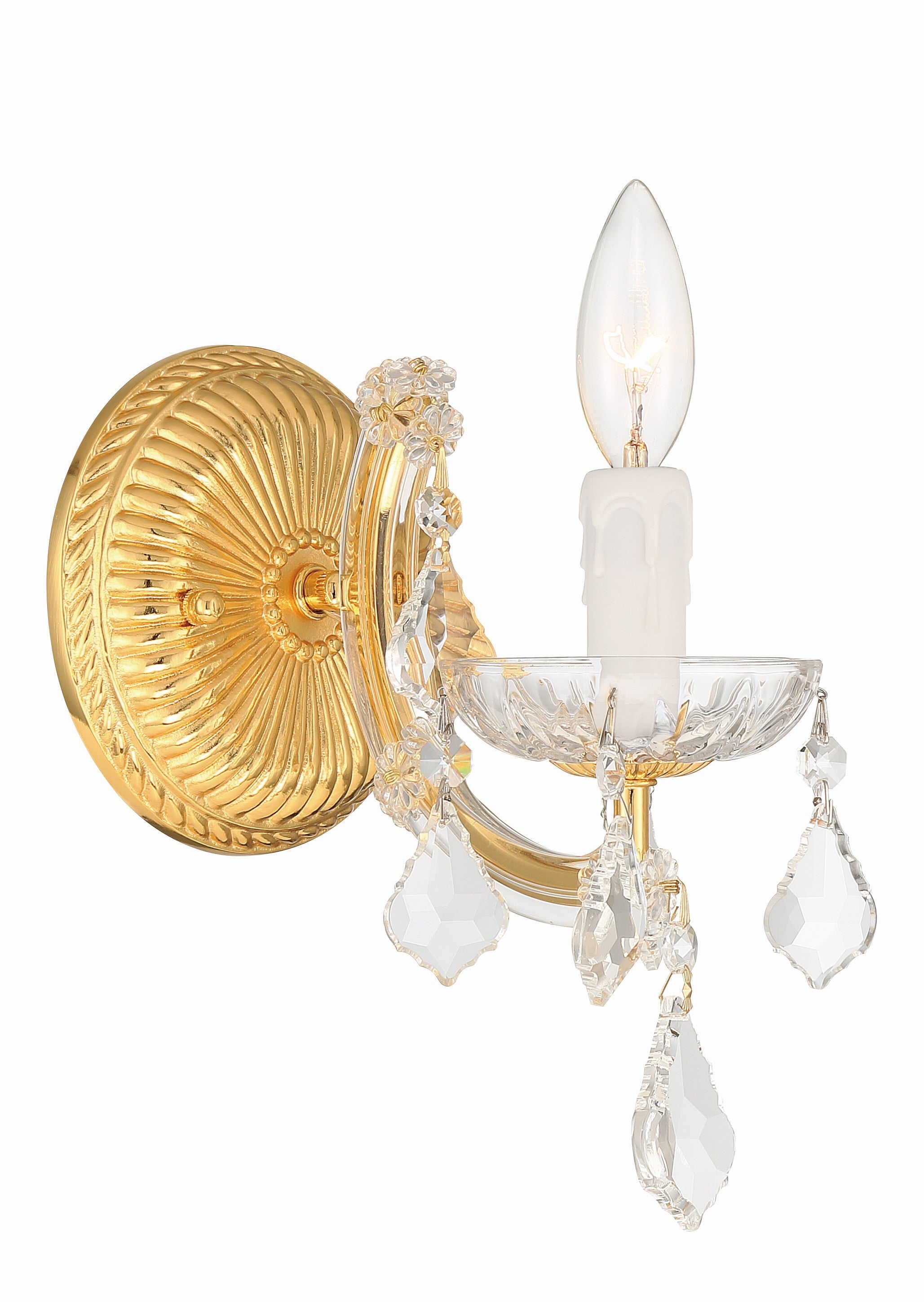 Maria Theresa 6'' Hand Cut Crystal Gold Sconce