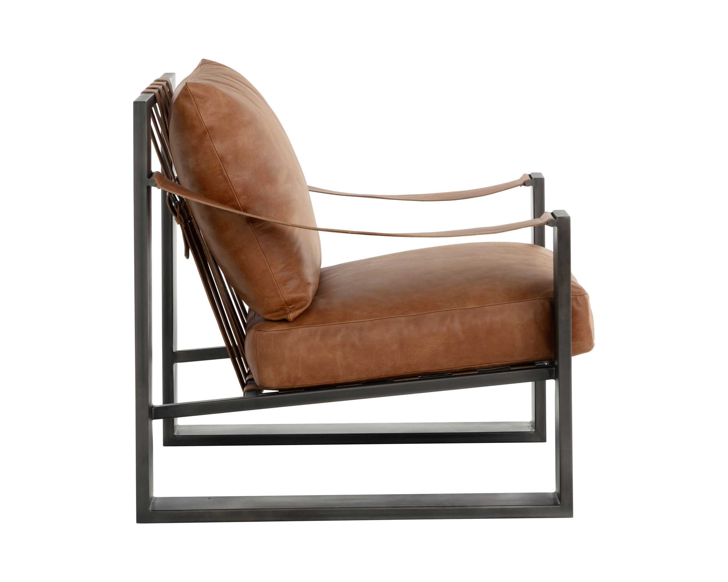 Berke Lounge Chair - Gunmetal - Tan Leather