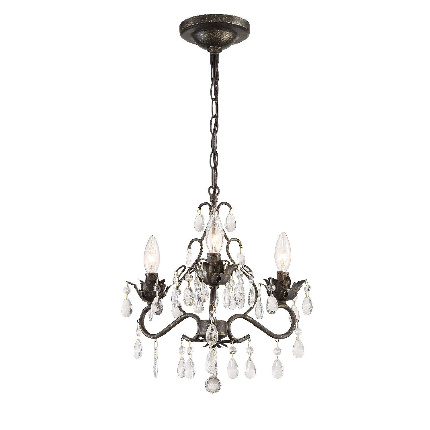 Paris Market 13'' Hand Cut Crystal English Bronze Chandelier