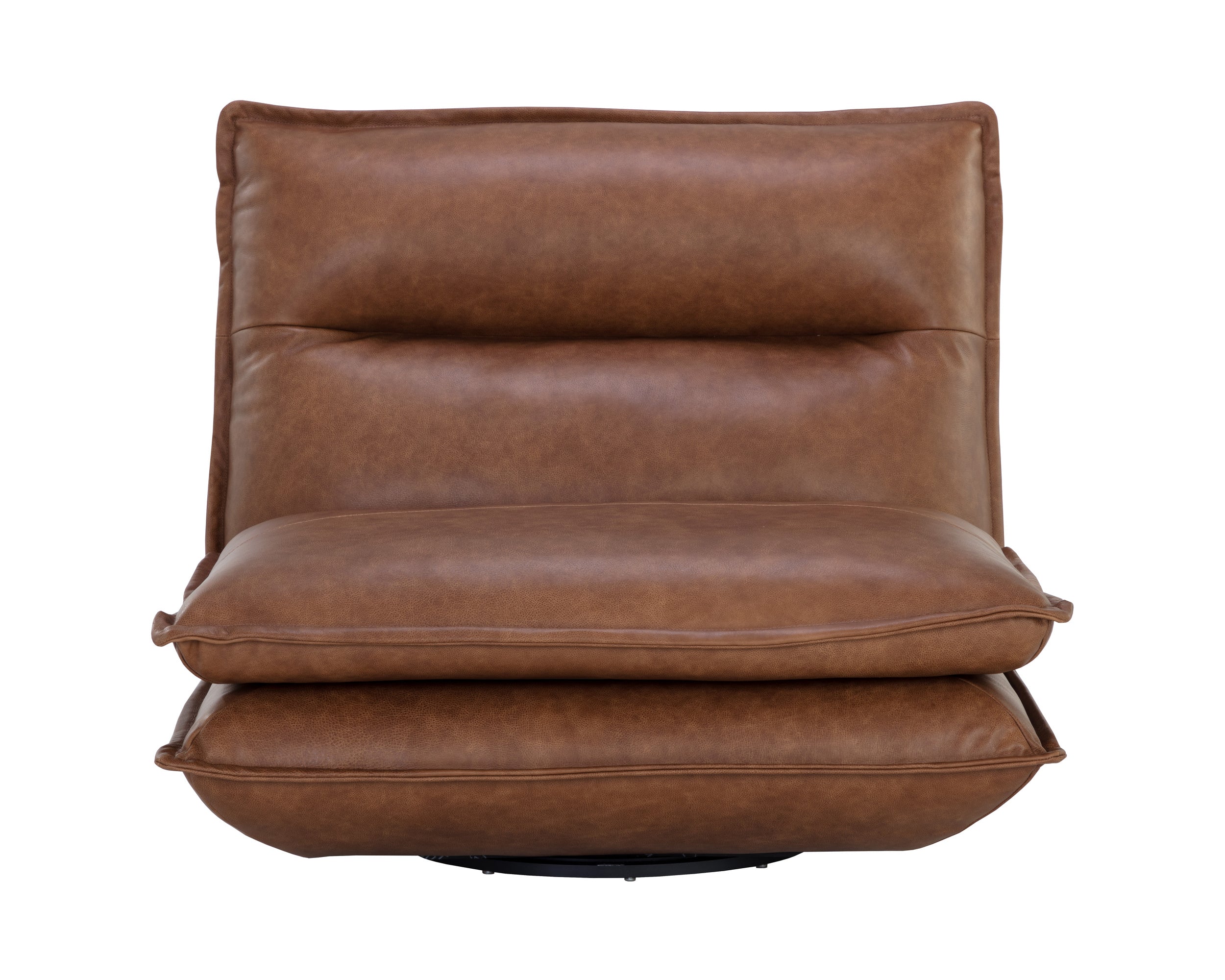 Colson Swivel Armless Chair - Cognac Leather