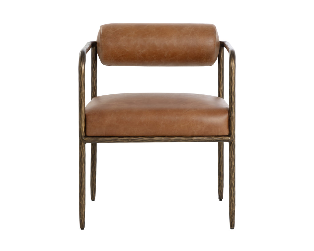 Ajani Dining Armchair - Tan Leather