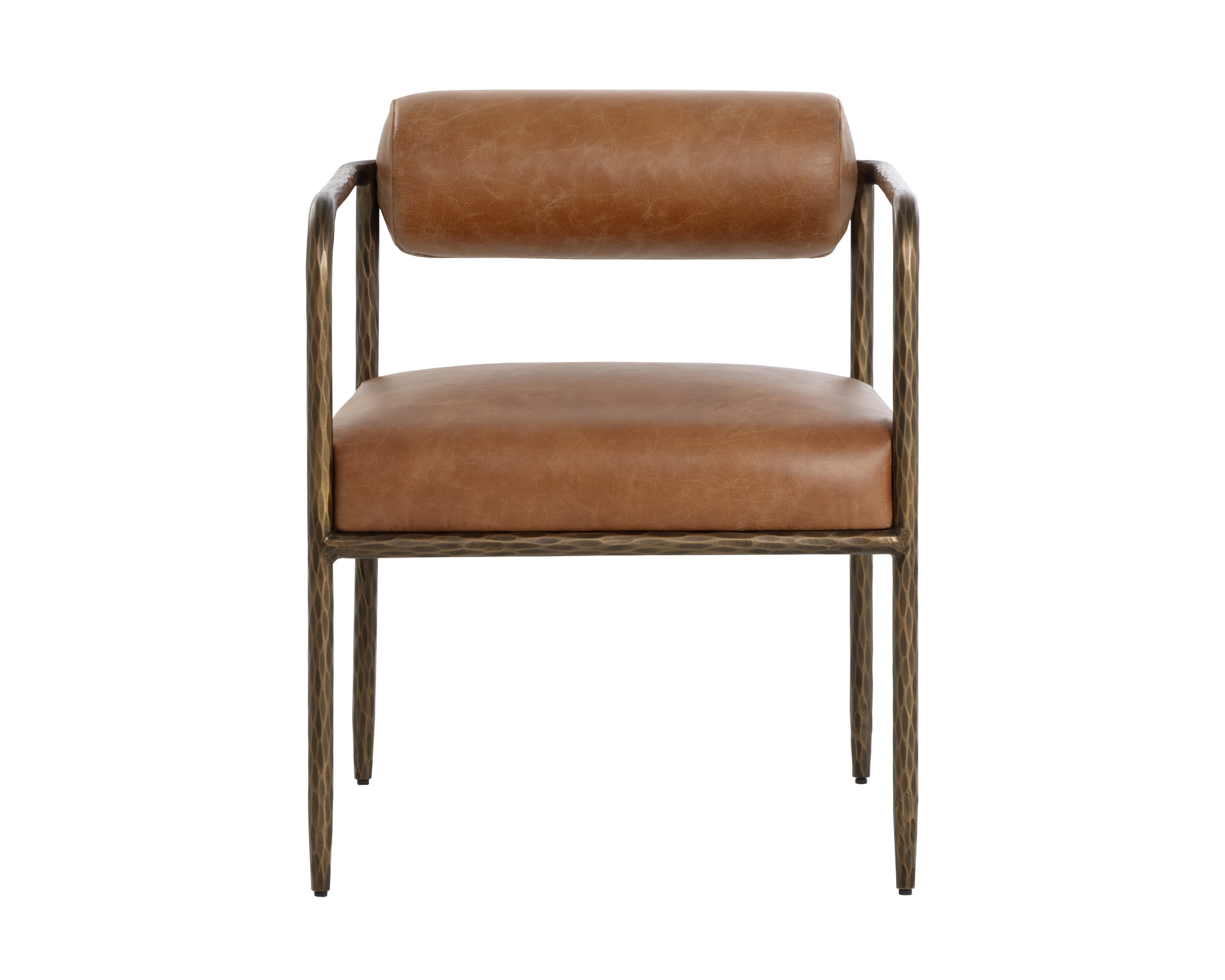 Ajani Dining Armchair - Tan Leather