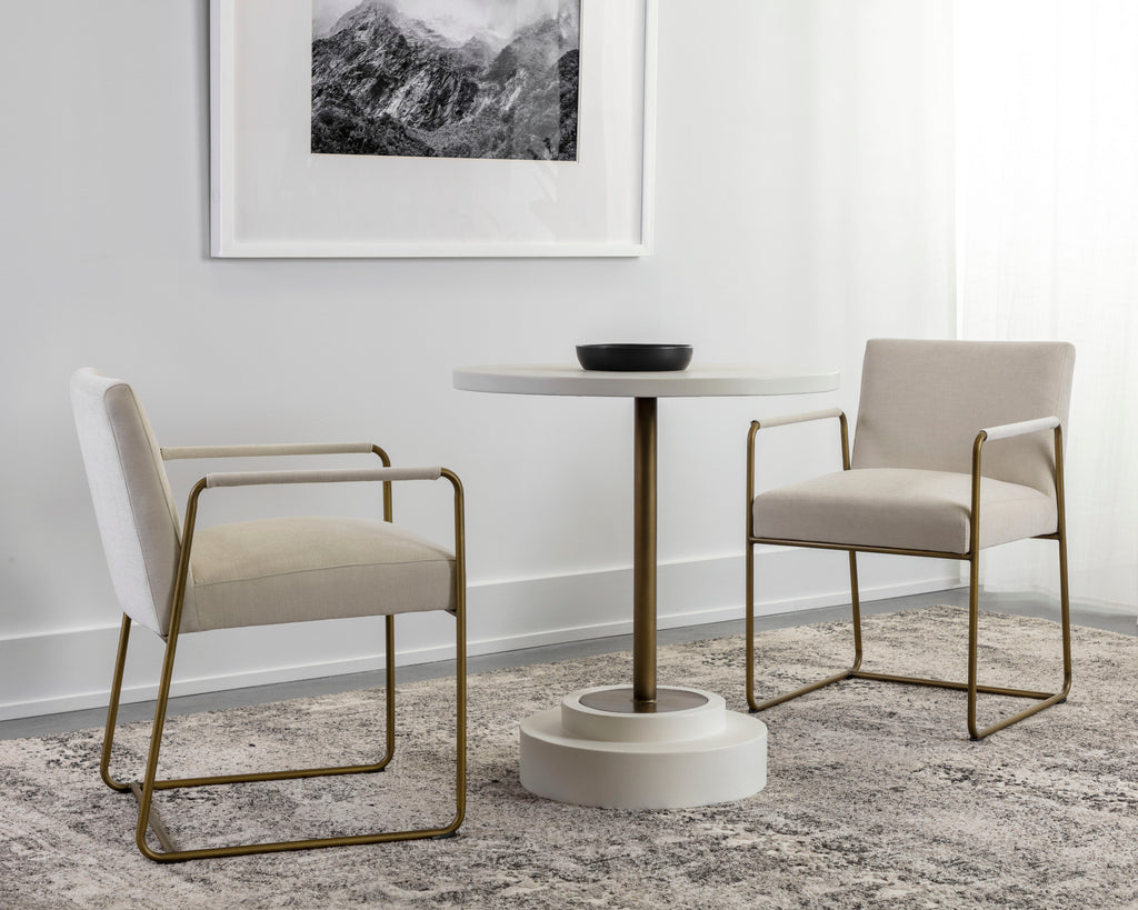 Marlowe Bistro Table - Antique Brass - White - 27.5"