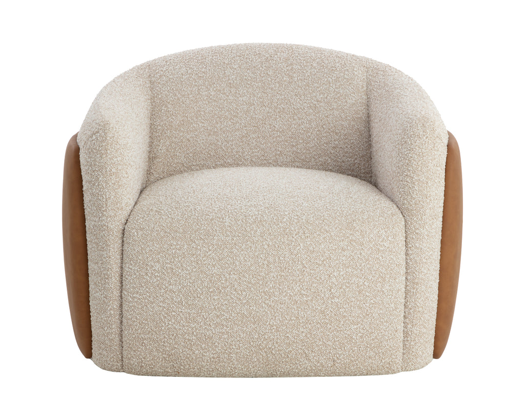 Caris Swivel Lounge Chair - Santa Cruz Oatmeal / Milliken Cognac