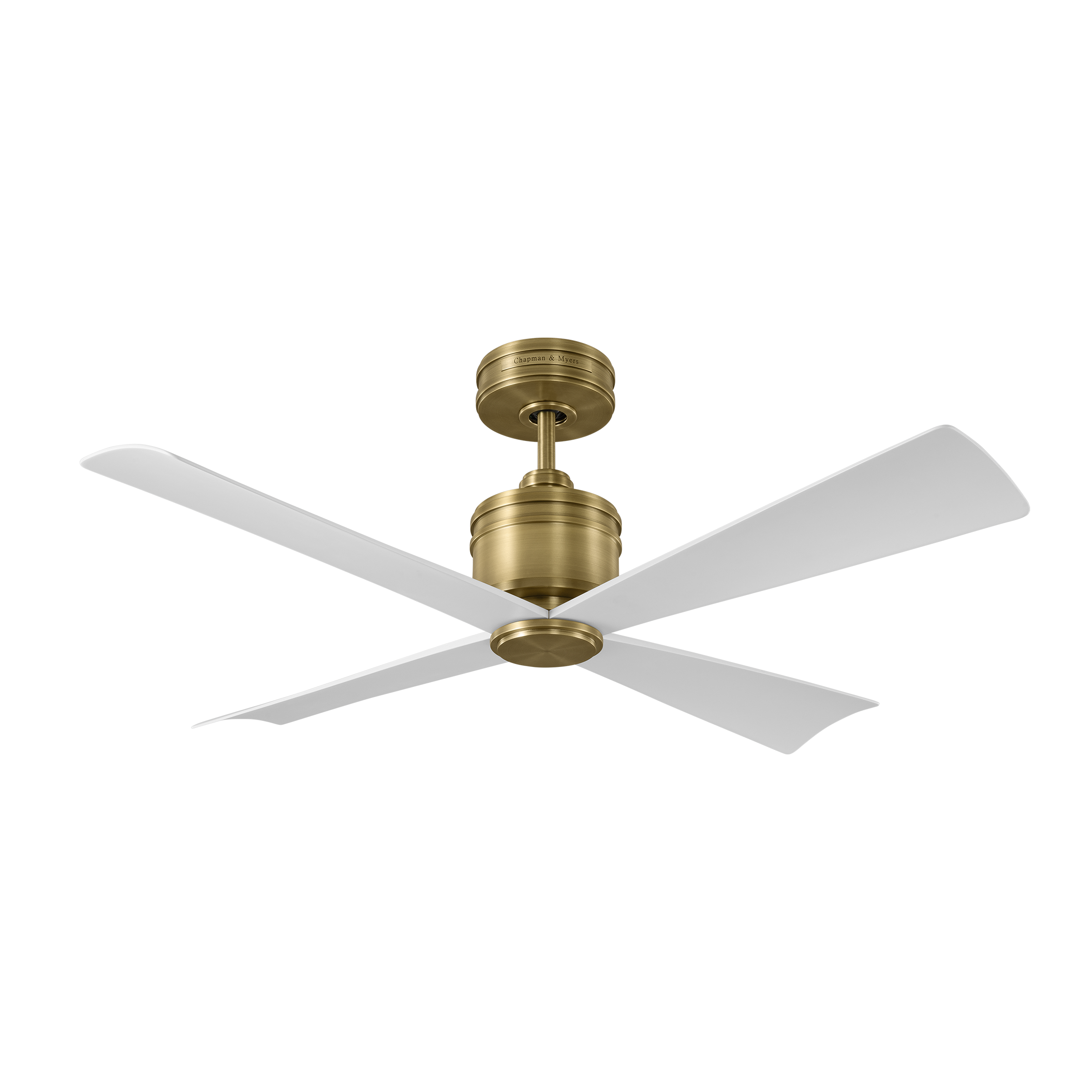 Launceton 44 Ceiling Fan | Hand-Rubbed Antique Brass | Matte White Blades Hand Rubbed Antique Brass