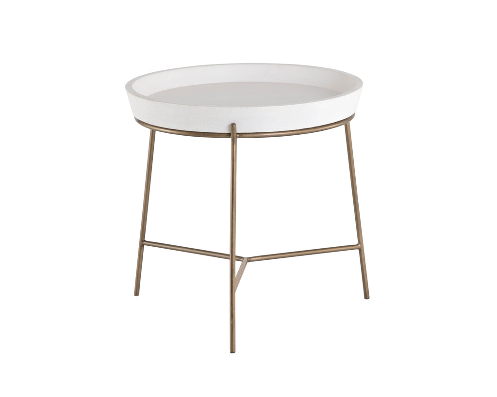Remy End Table - Antique Brass - White