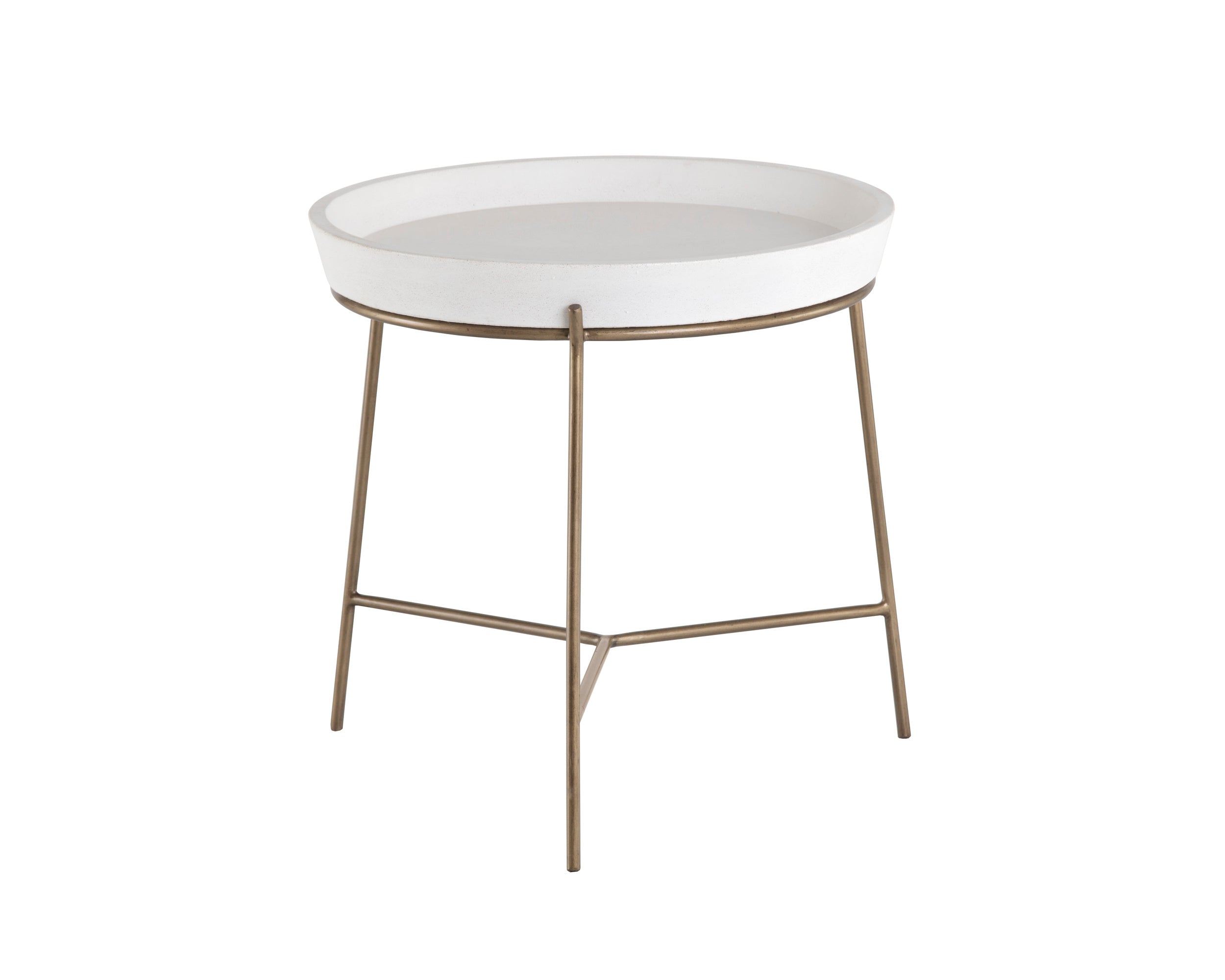 Remy End Table - Antique Brass - White