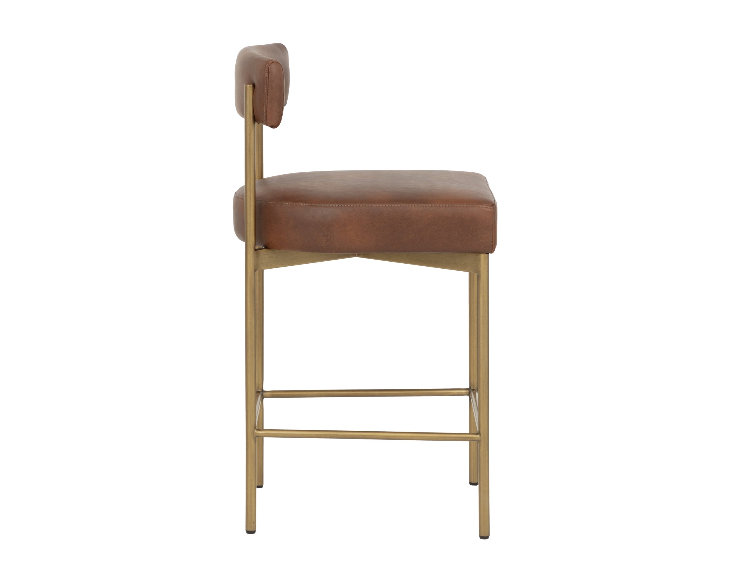Seneca Counter Stool - Antique Brass - Bravo Cognac