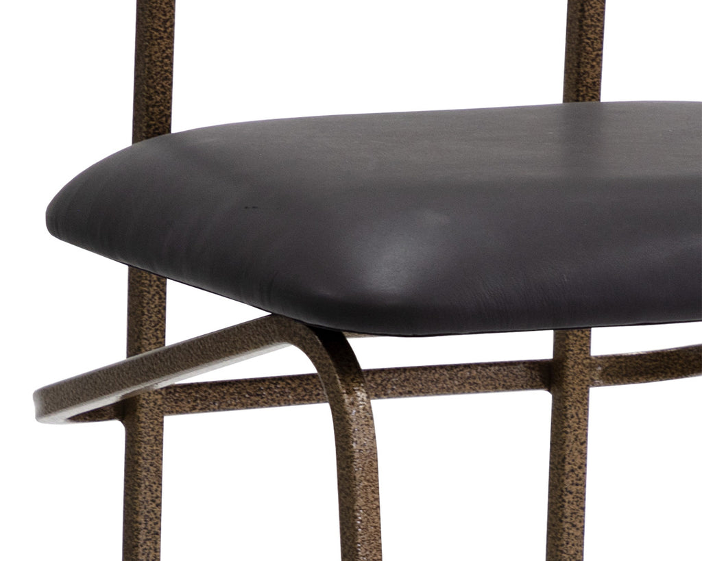 Gibbons Counter Stool - Antique Brass - Charcoal Black Leather