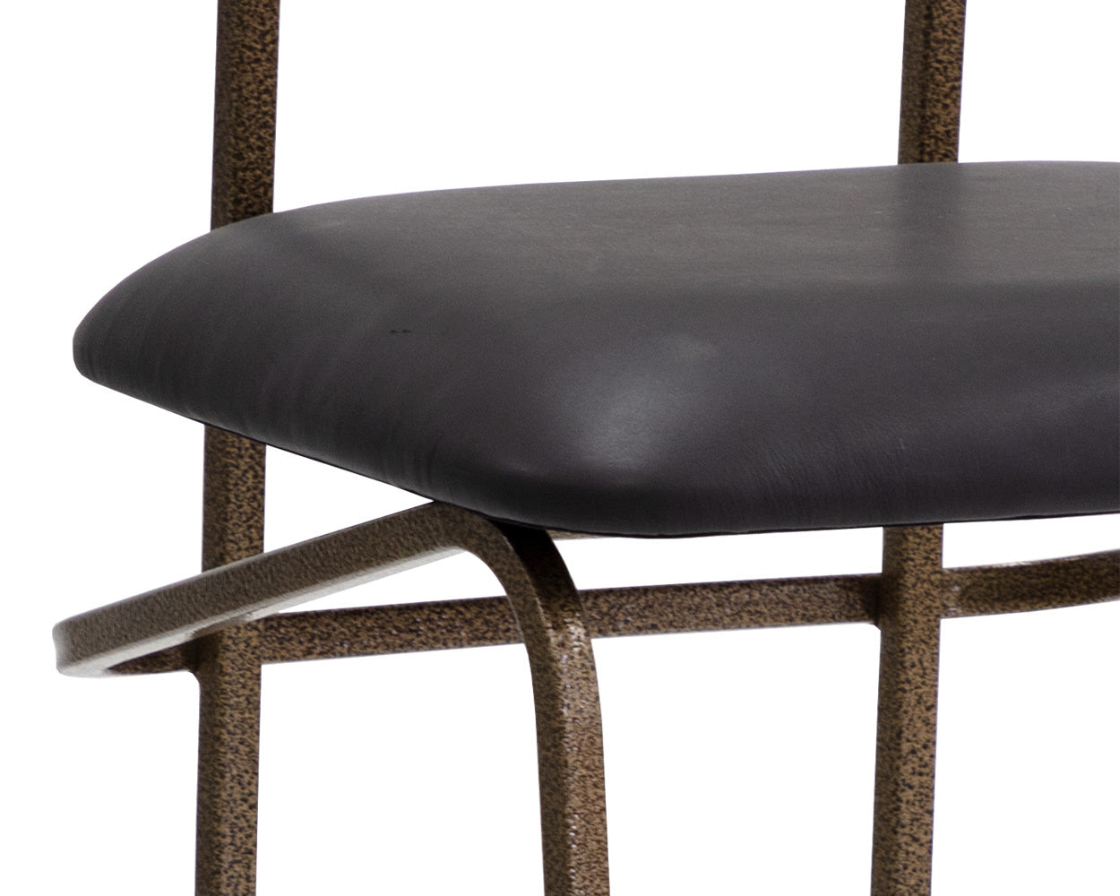 Gibbons Counter Stool - Antique Brass - Charcoal Black Leather