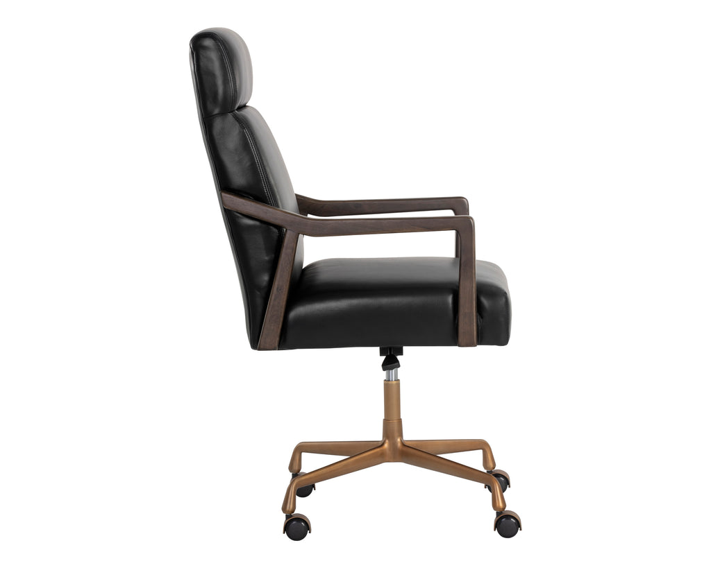 Collin Office Chair - Brown - Cortina Black Leather
