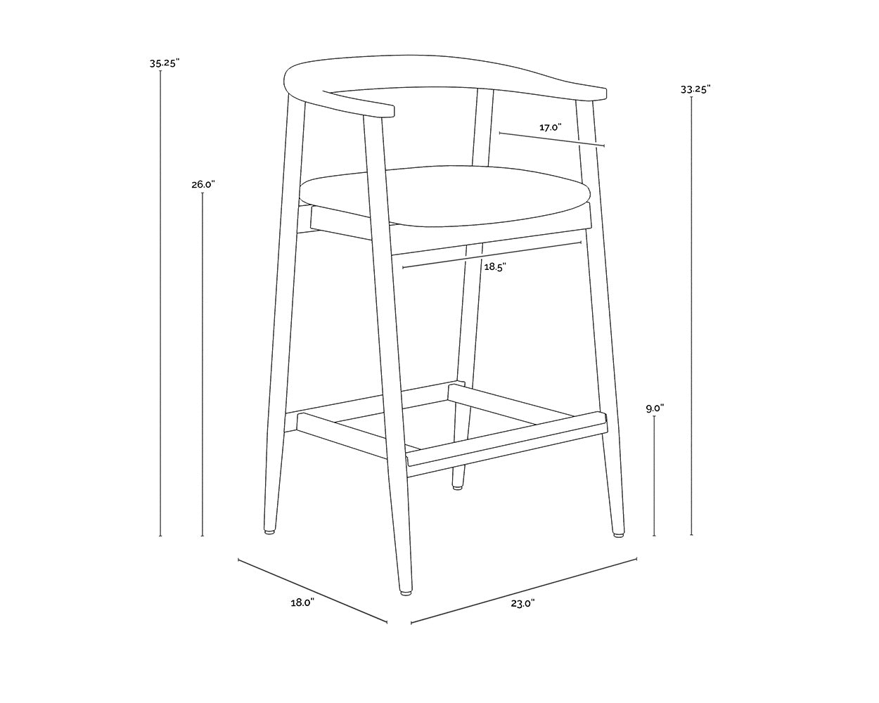 Jeremy Counter Stool - Weathered Oak - Dove Cream