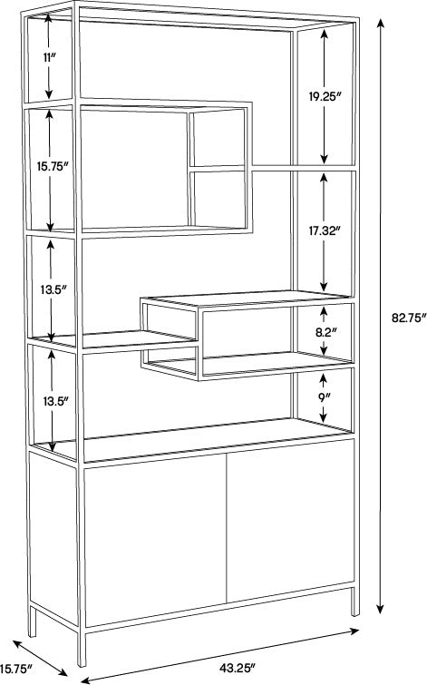 Stamos Bookcase - Gold - Raw Umber