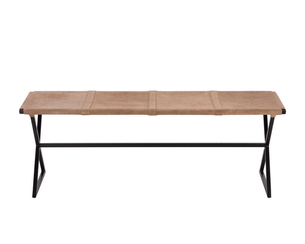 Elon Bench - Suede Light Tan Leather