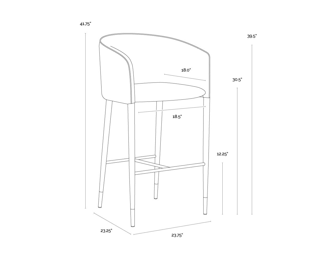 Asher Barstool - Sparrow Grey / Napa Black