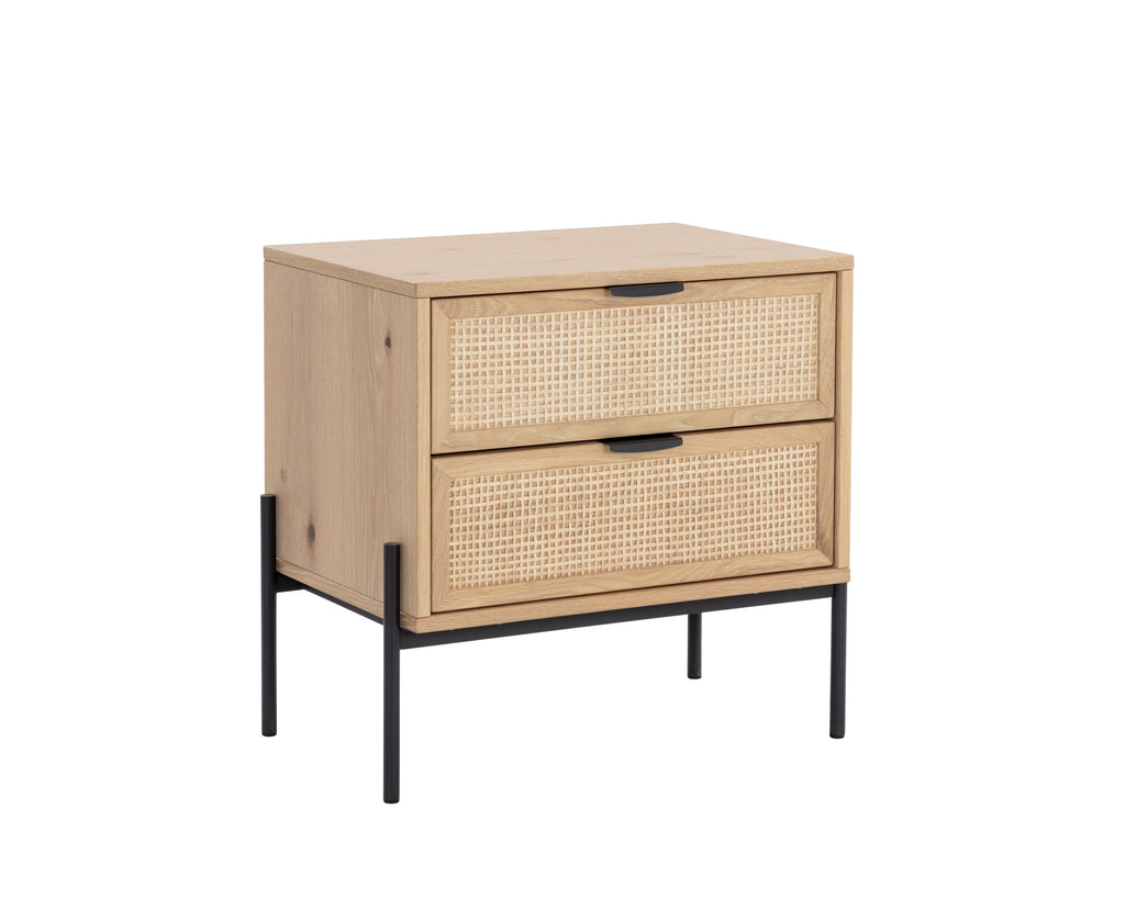 Avida Nightstand - Black - Rustic Oak/Natural