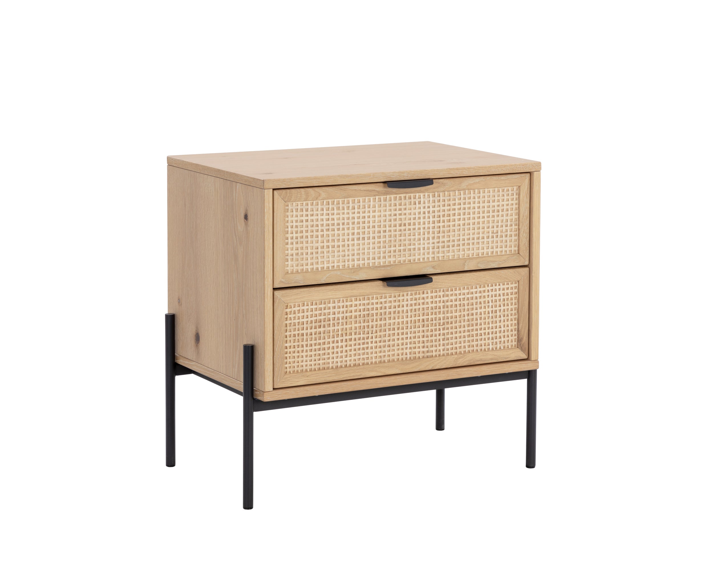 Avida Nightstand - Black - Rustic Oak/Natural