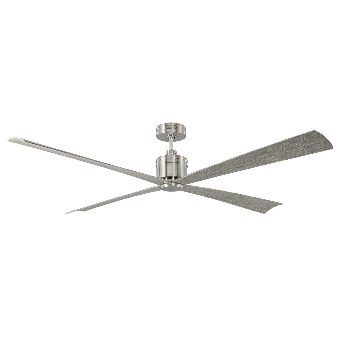 Launceton 72 Ceiling Fan | Brushed Steel | Light Grey Weathered Oak Blades