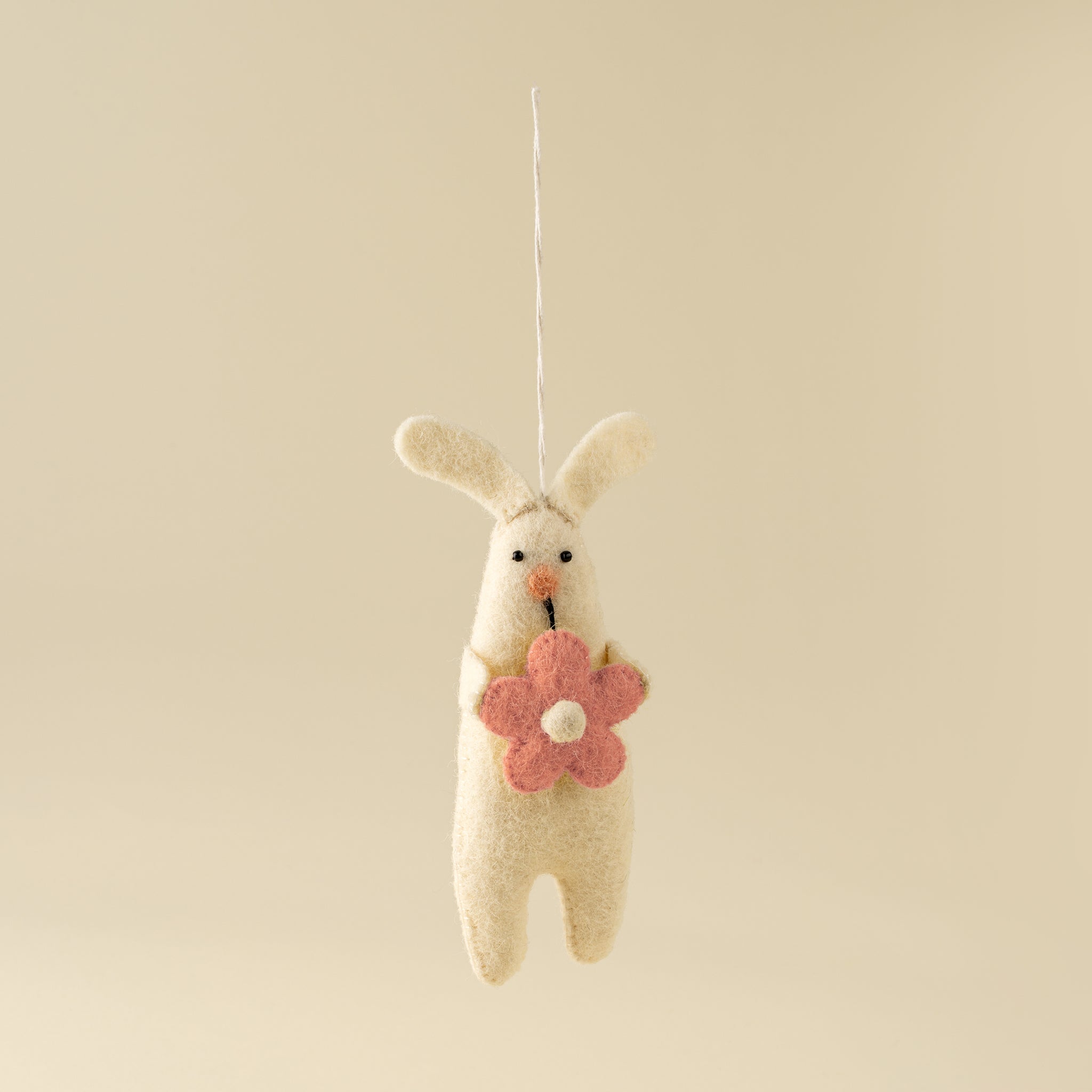 Blossom Bunny Felt Ornament, Pink
