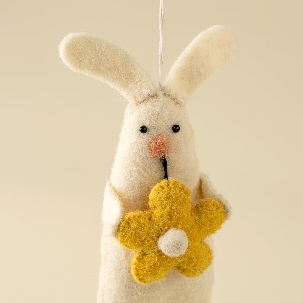Blossom Bunny Felt Ornament, Yellow