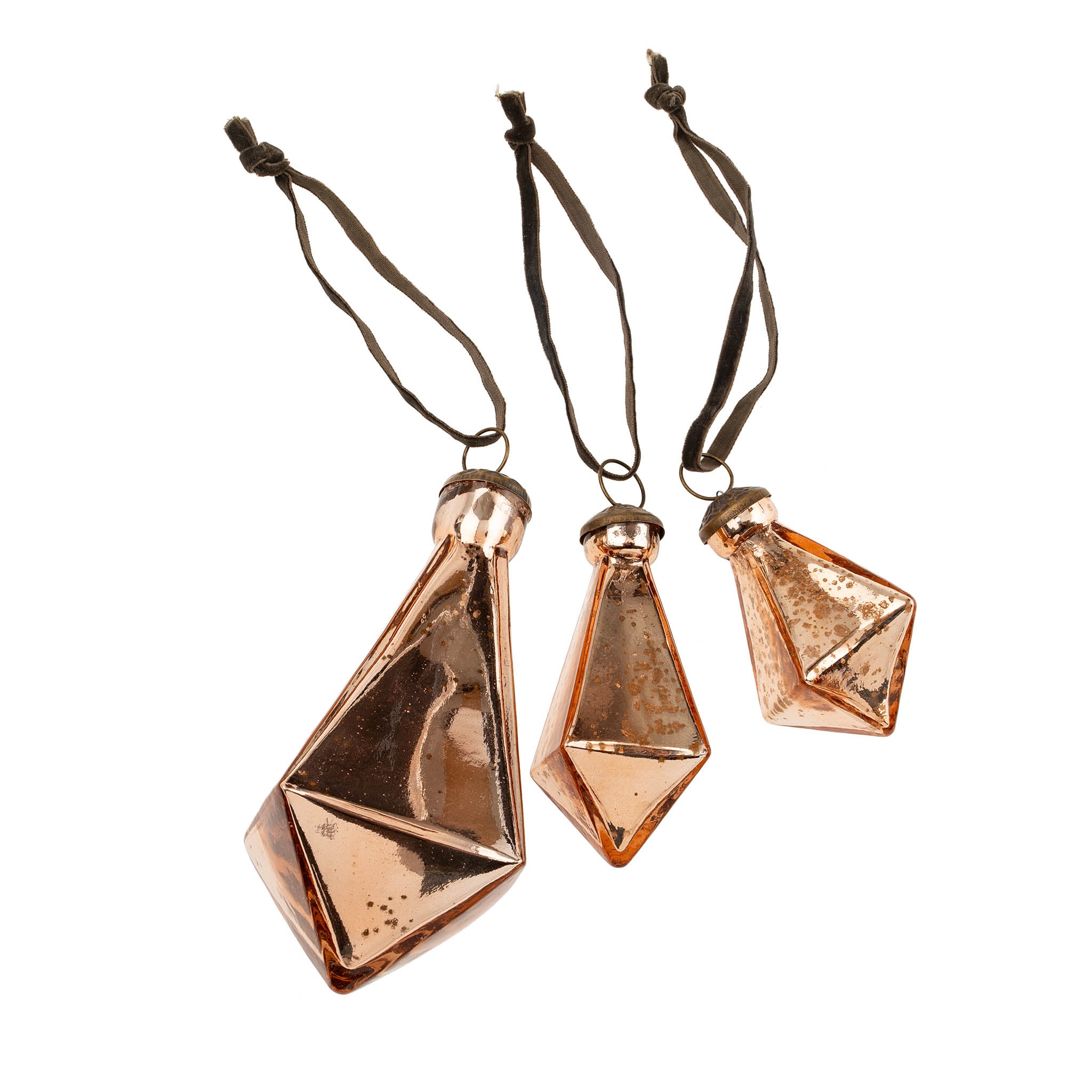 Diamond Droplet Holiday Ornament L, Copper