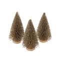 Mini Gold Bottle Brush Trees S/3, Champagne Sparkle