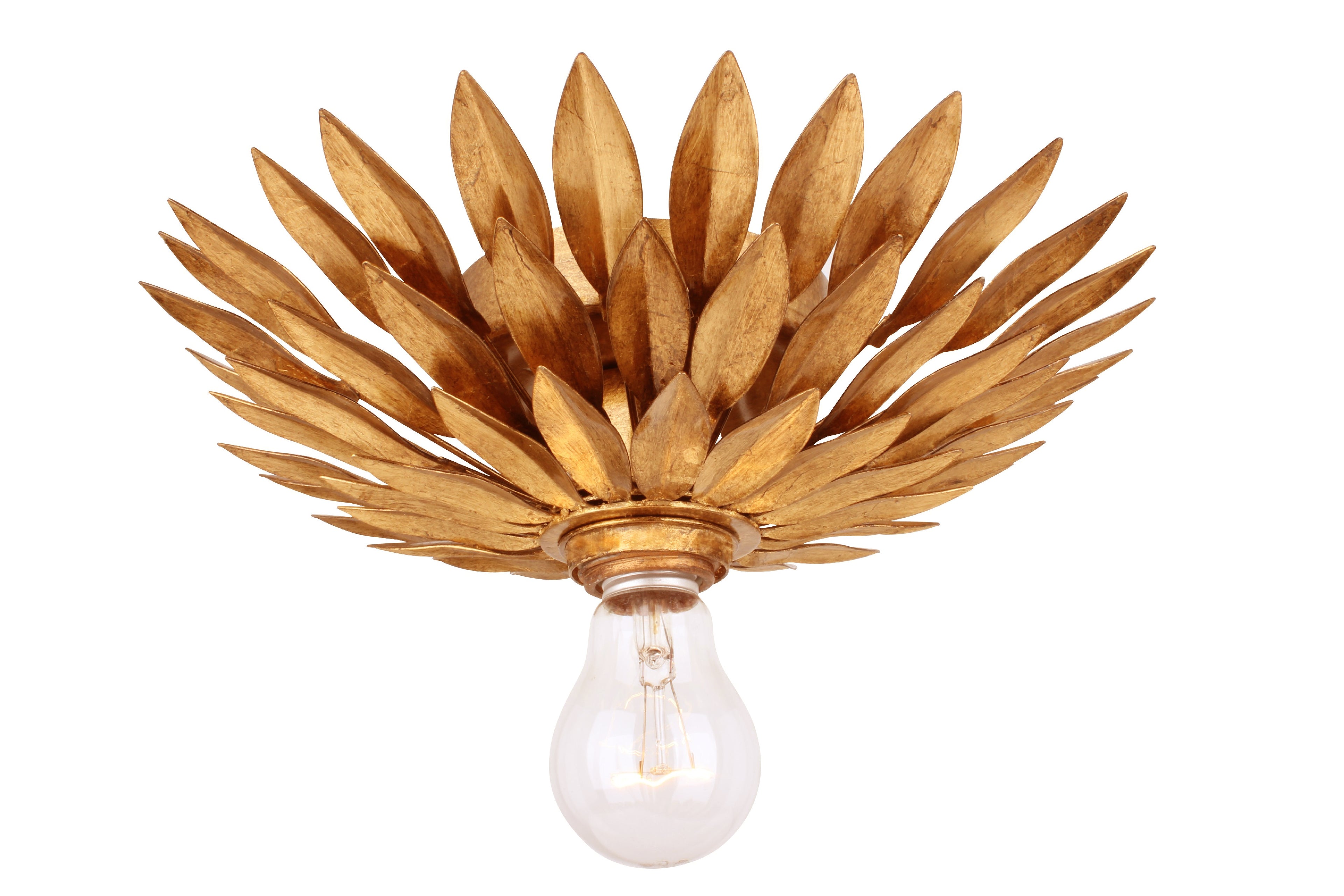 Broche 11'' Antique Gold Flush Mount