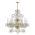 Traditional Crystal 27'' Hand Cut Crystal Polished Brass Chandelier