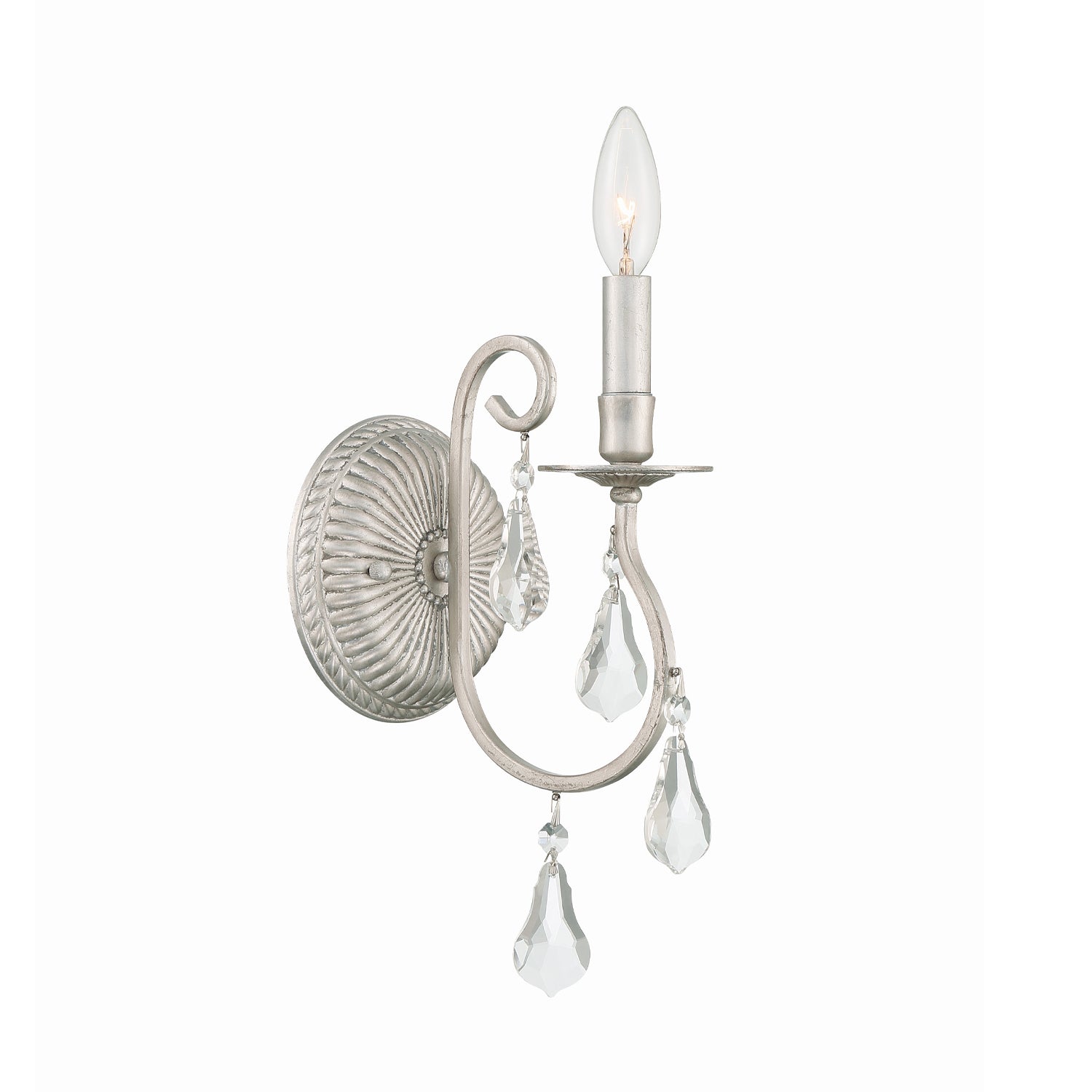 Ashton 5.5'' Hand Cut Crystal Olde Silver Sconce