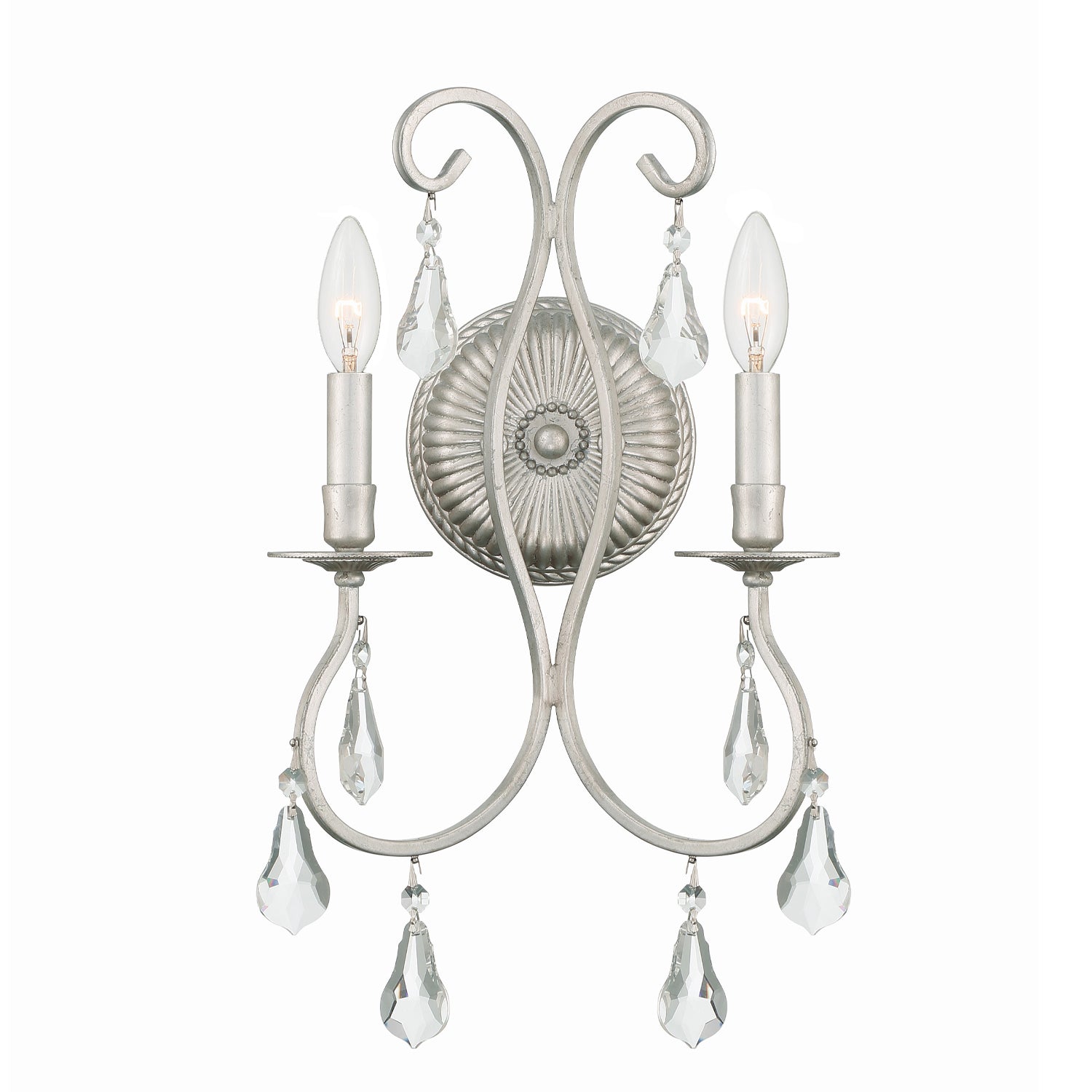 Ashton 10.5'' Swarovski Strass Crystal Olde Silver Sconce
