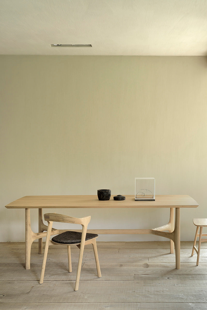 Bok Dining Chair | Varnished Oak | Dark Brown Fabric