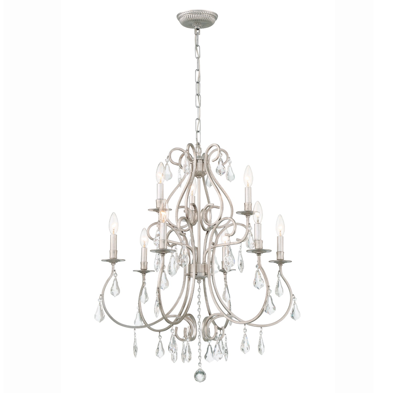 Ashton 25.5'' Hand Cut Crystal Olde Silver Chandelier