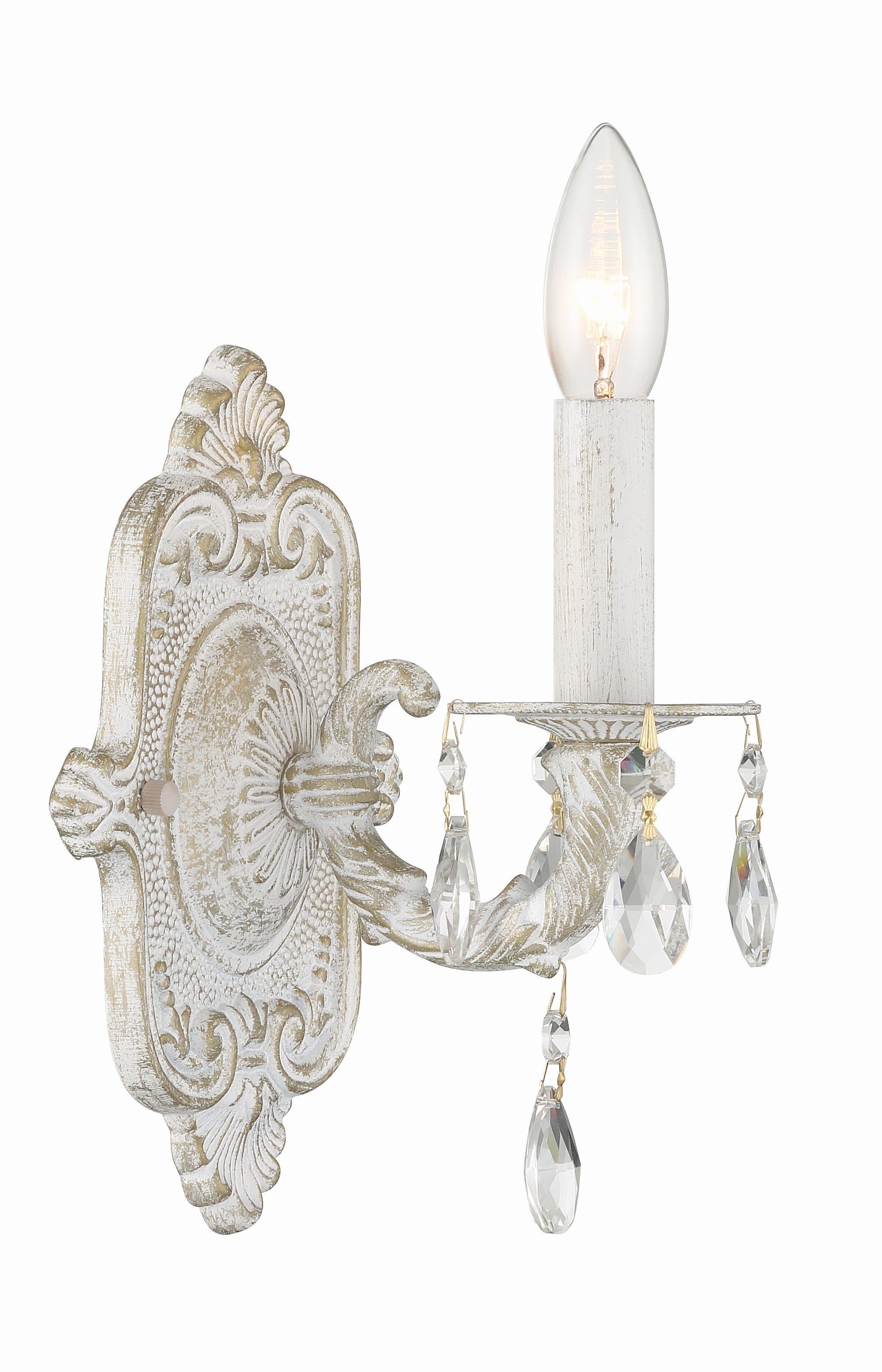 Paris Market 6.25'' Swarovski Strass Crystal Antique White Sconce