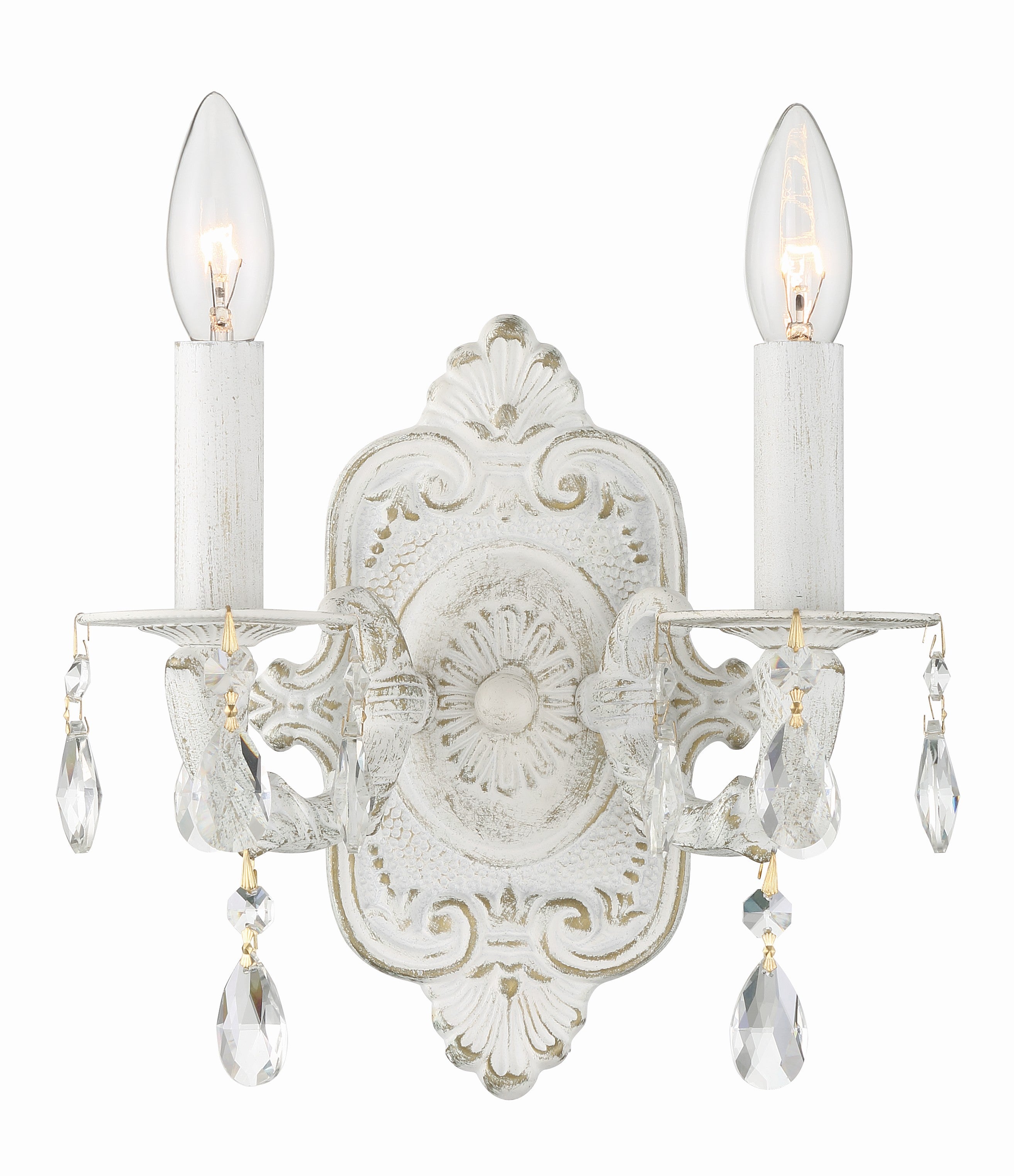 Paris Market 10'' Swarovski Spectra Crystal Antique White Sconce