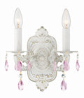 Paris Market 10'' Rose Crystal Antique White Sconce