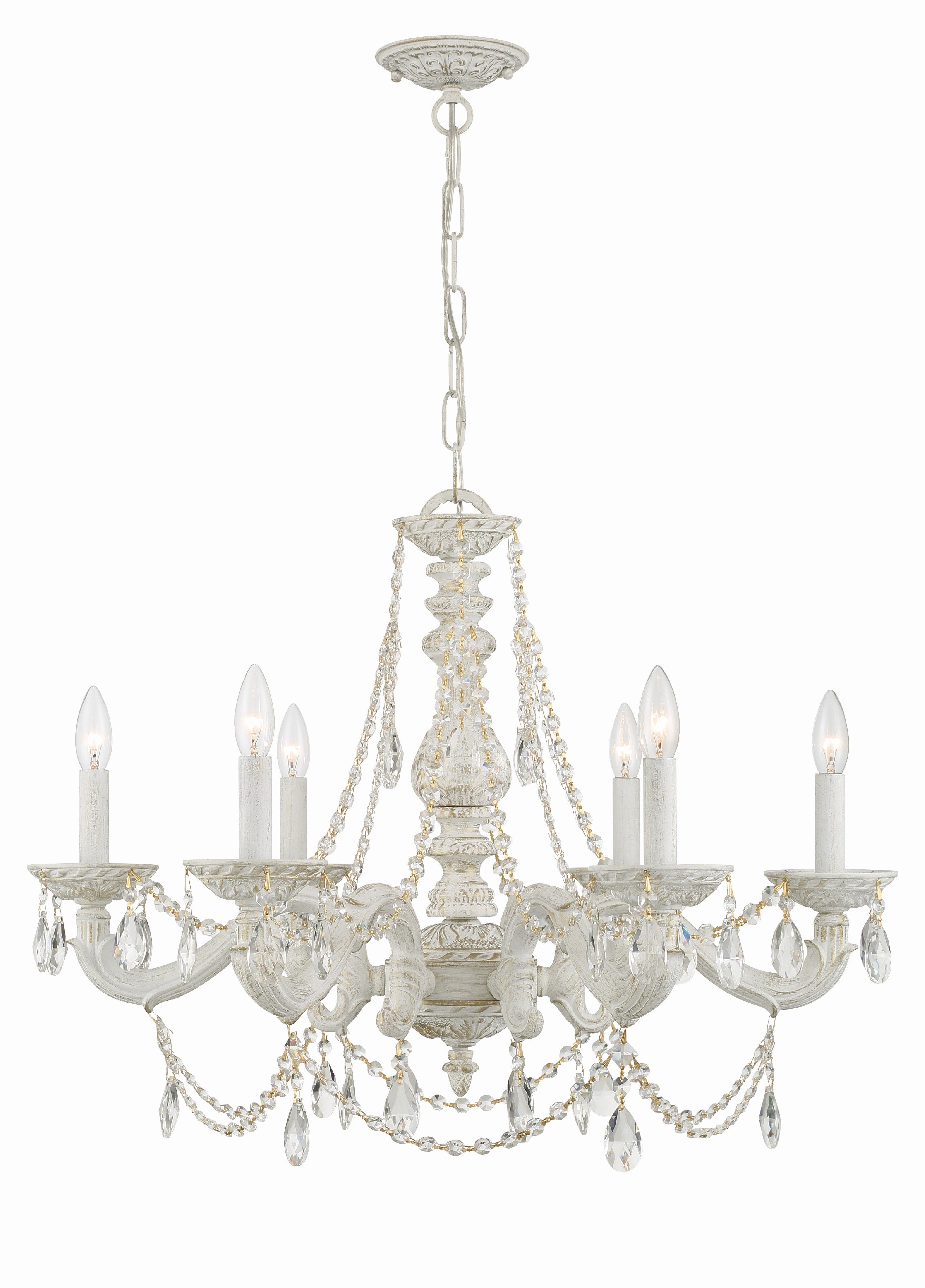 Paris Market 28'' Italian Crystal Antique White Chandelier