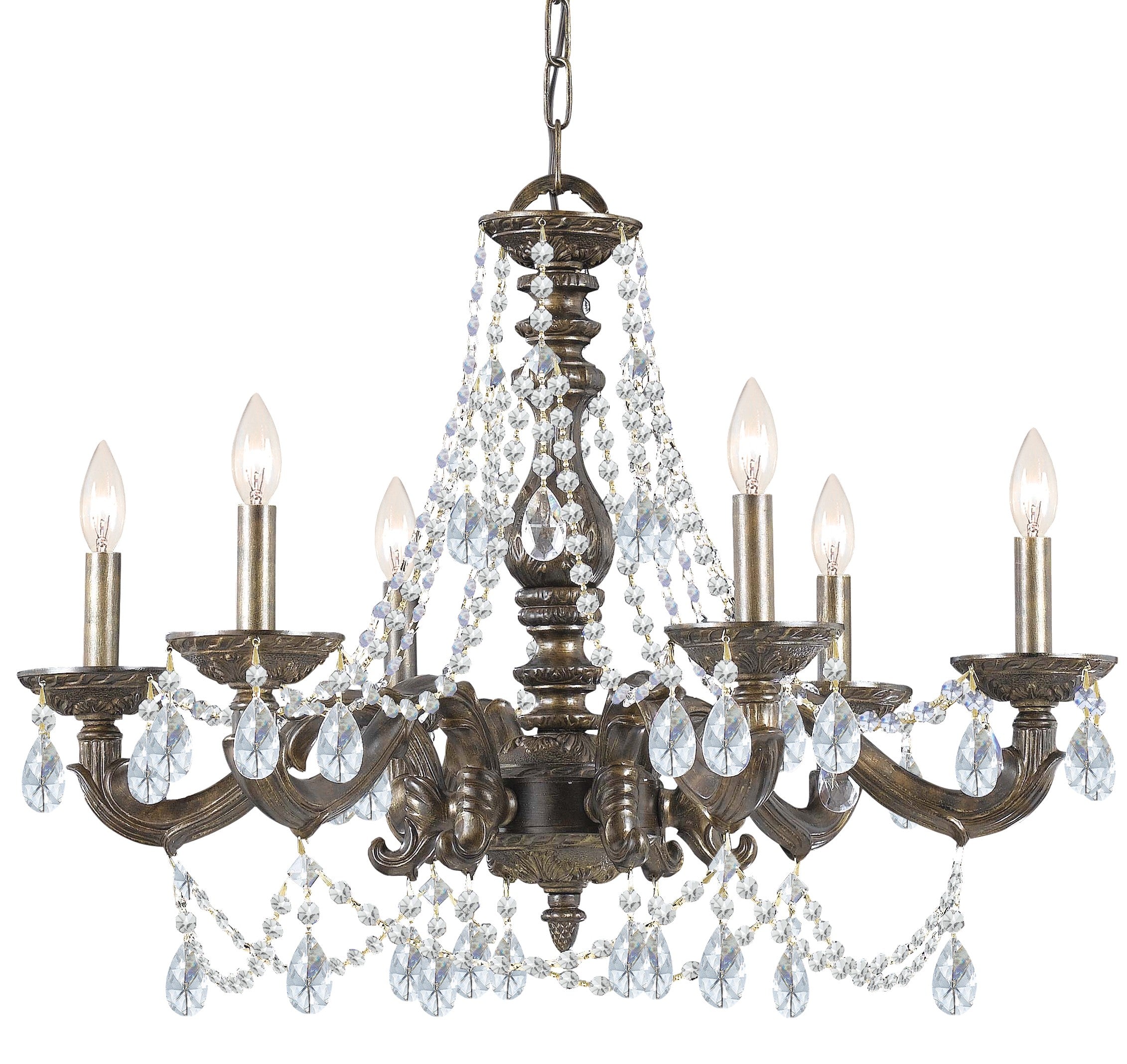 Paris Market 28'' Hand Cut Crystal Venetian Bronze Chandelier